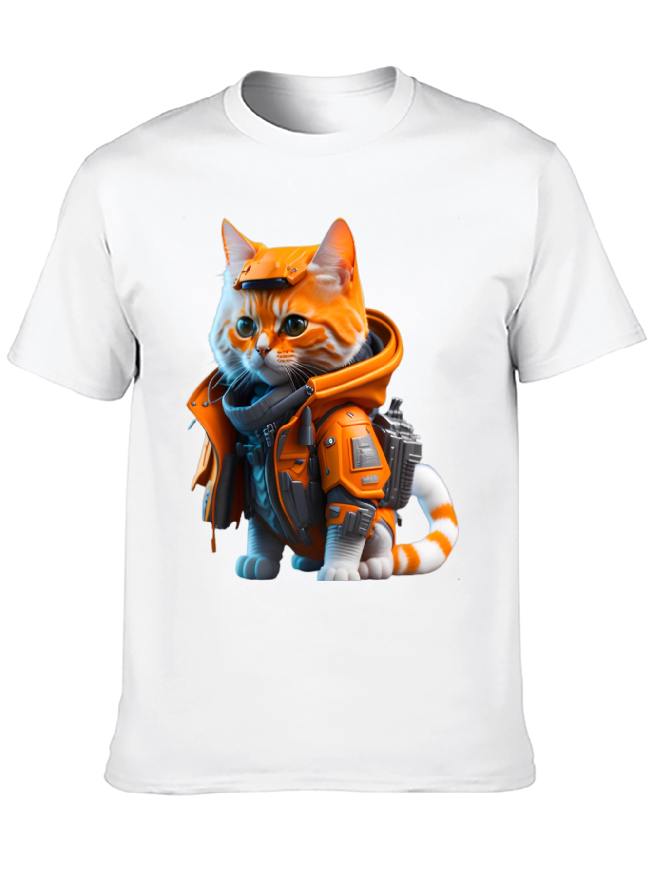 Sci-Fi Cat T-Shirt - Orange Tabby Astronaut