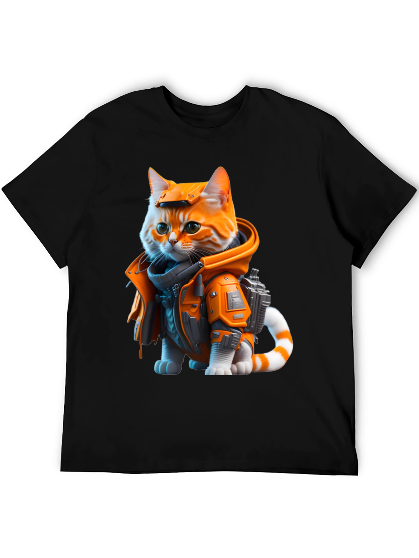 Sci-Fi Cat T-Shirt - Orange Tabby Astronaut