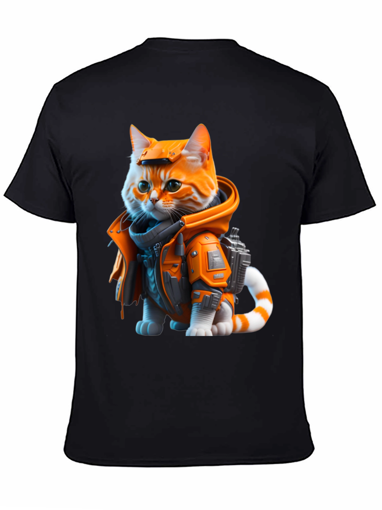 Sci-Fi Cat T-Shirt - Orange Tabby Astronaut