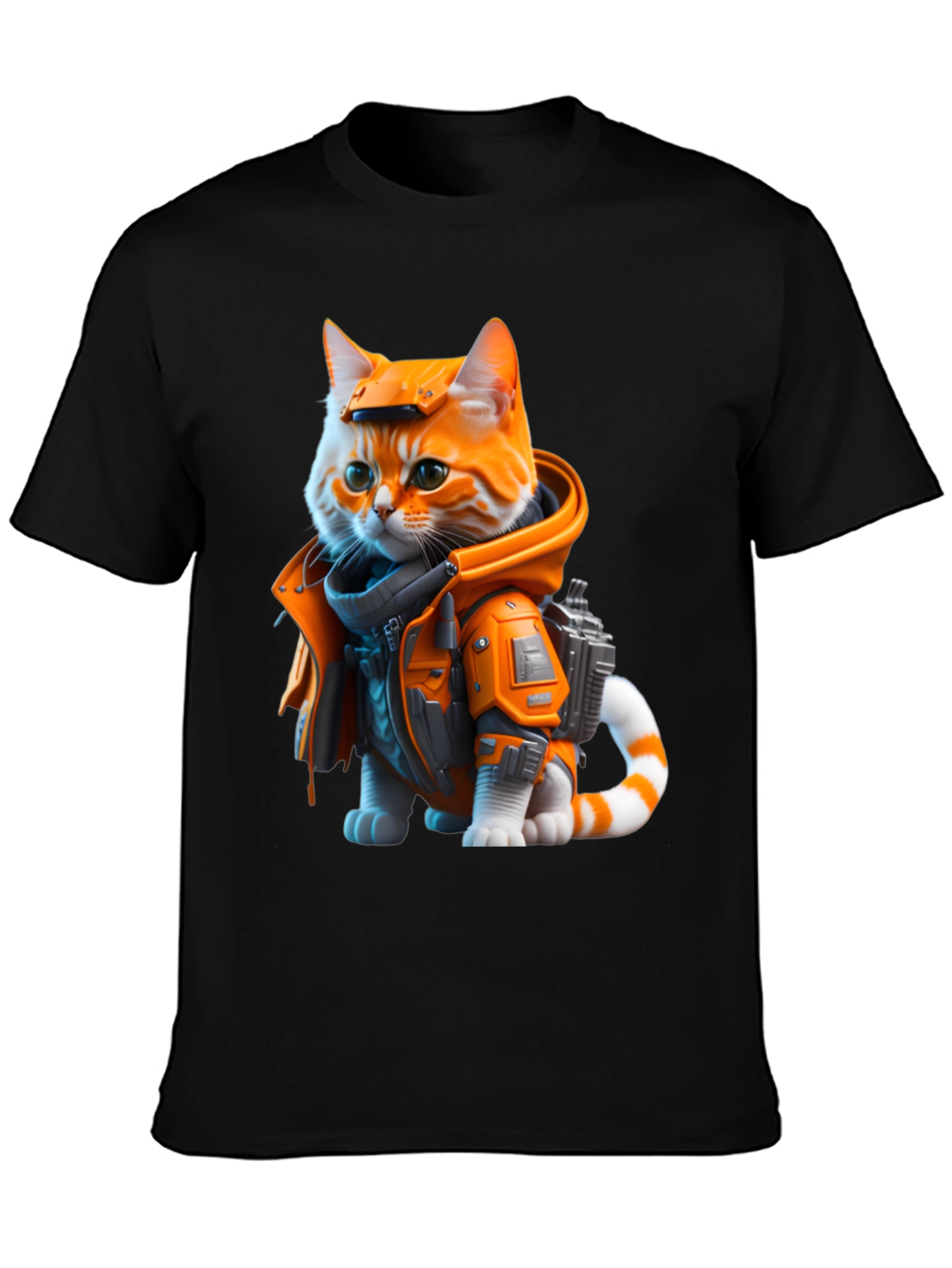 Sci-Fi Cat T-Shirt - Orange Tabby Astronaut
