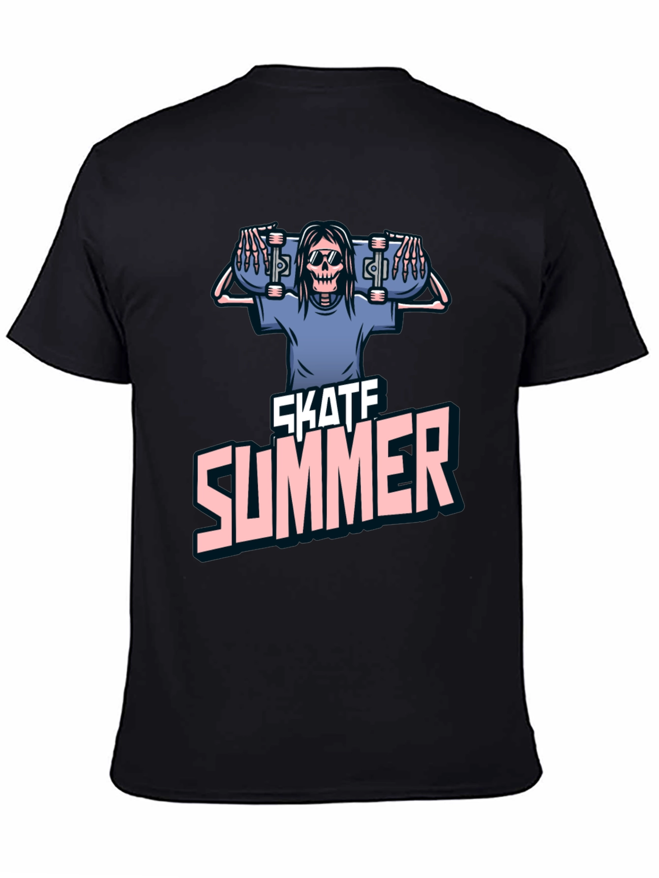 Skate Summer Graphic T-Shirt - Skeleton Skateboard Design