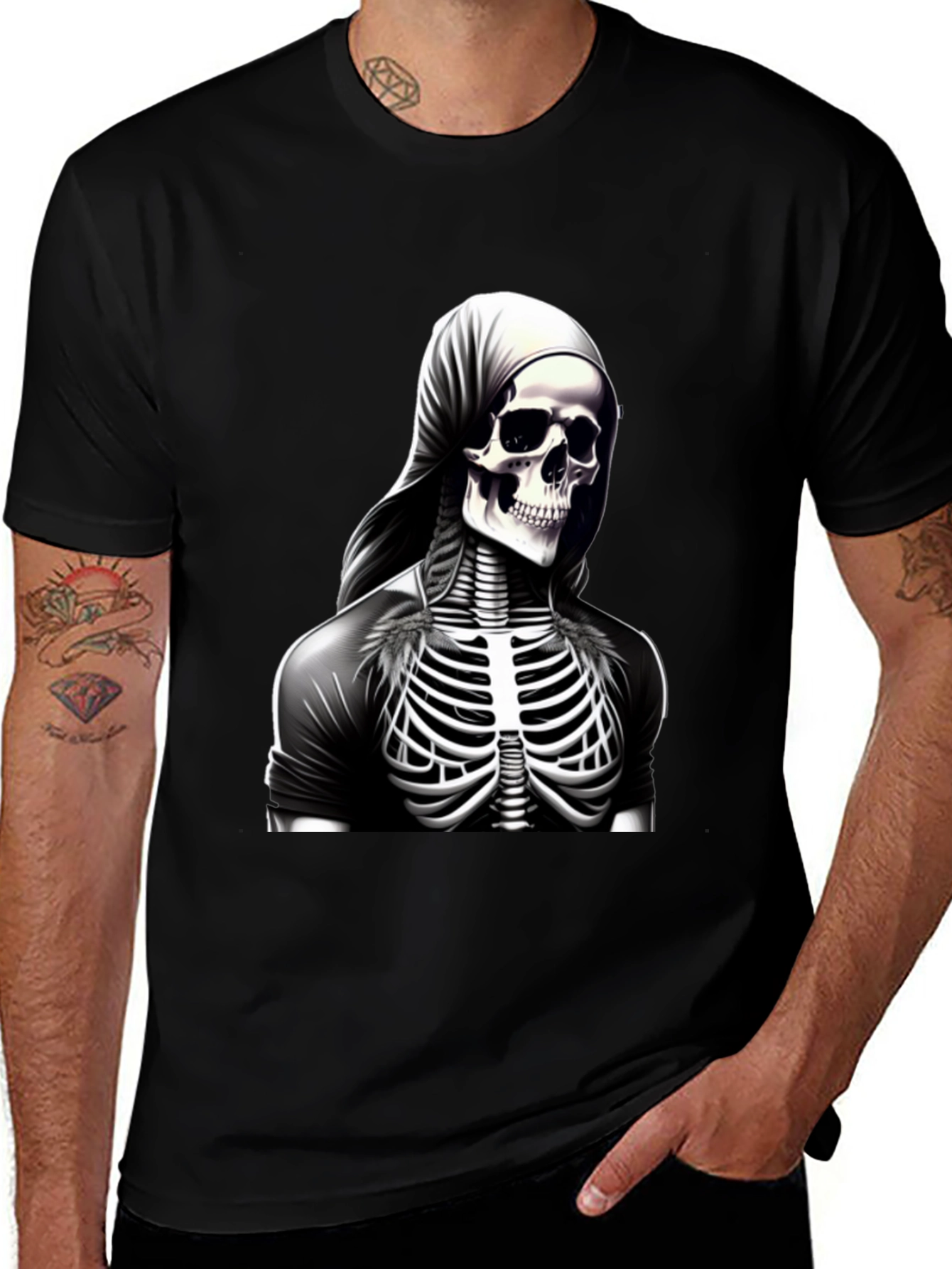 Skeleton Ribcage Graphic Tee - Mens Black T-Shirt