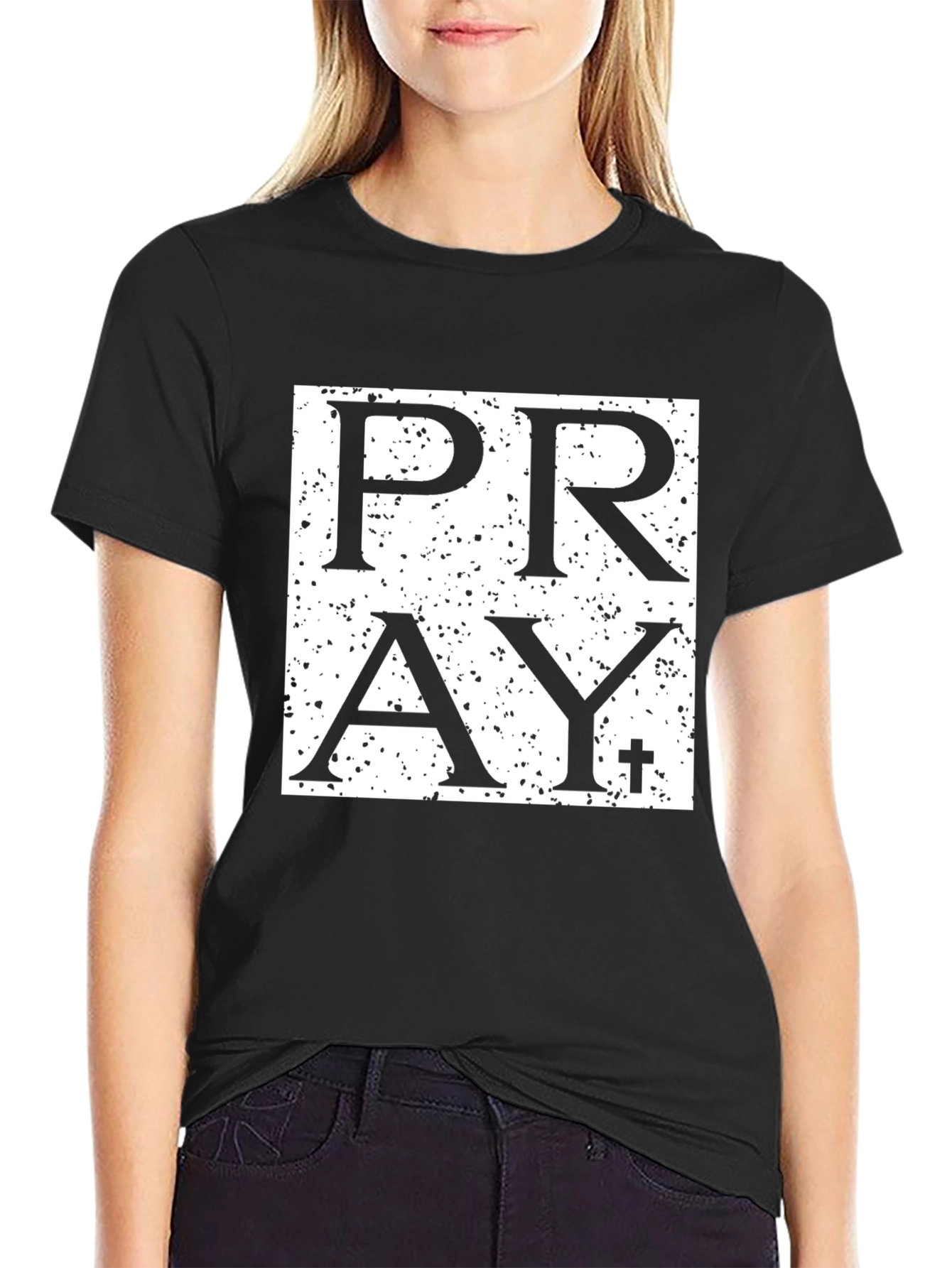 Pray Graphic Print Black T-Shirt