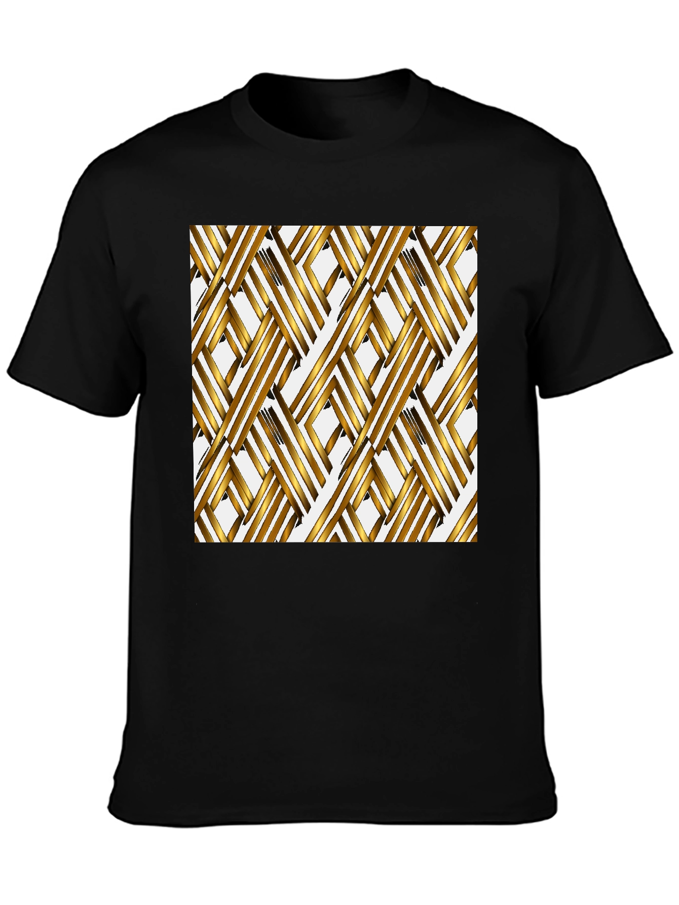 Geometric Gold Pattern Black Tee