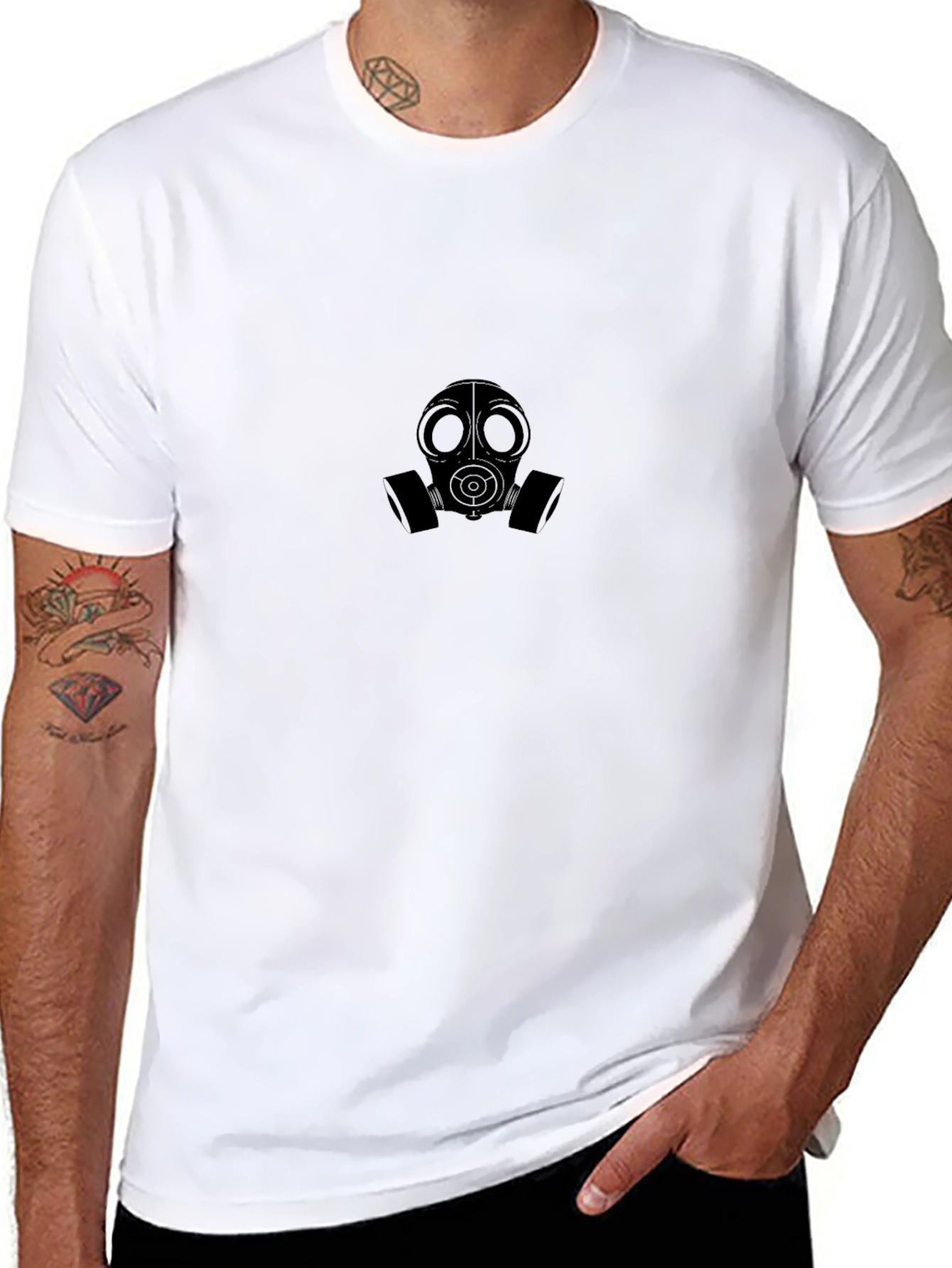 Gas Mask Graphic Tee - Black Cotton Comfort