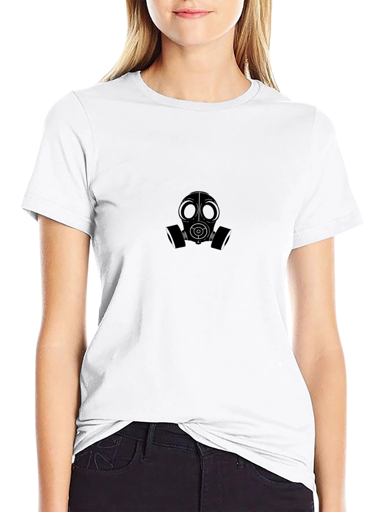 Gas Mask Graphic Tee - Black Cotton Comfort