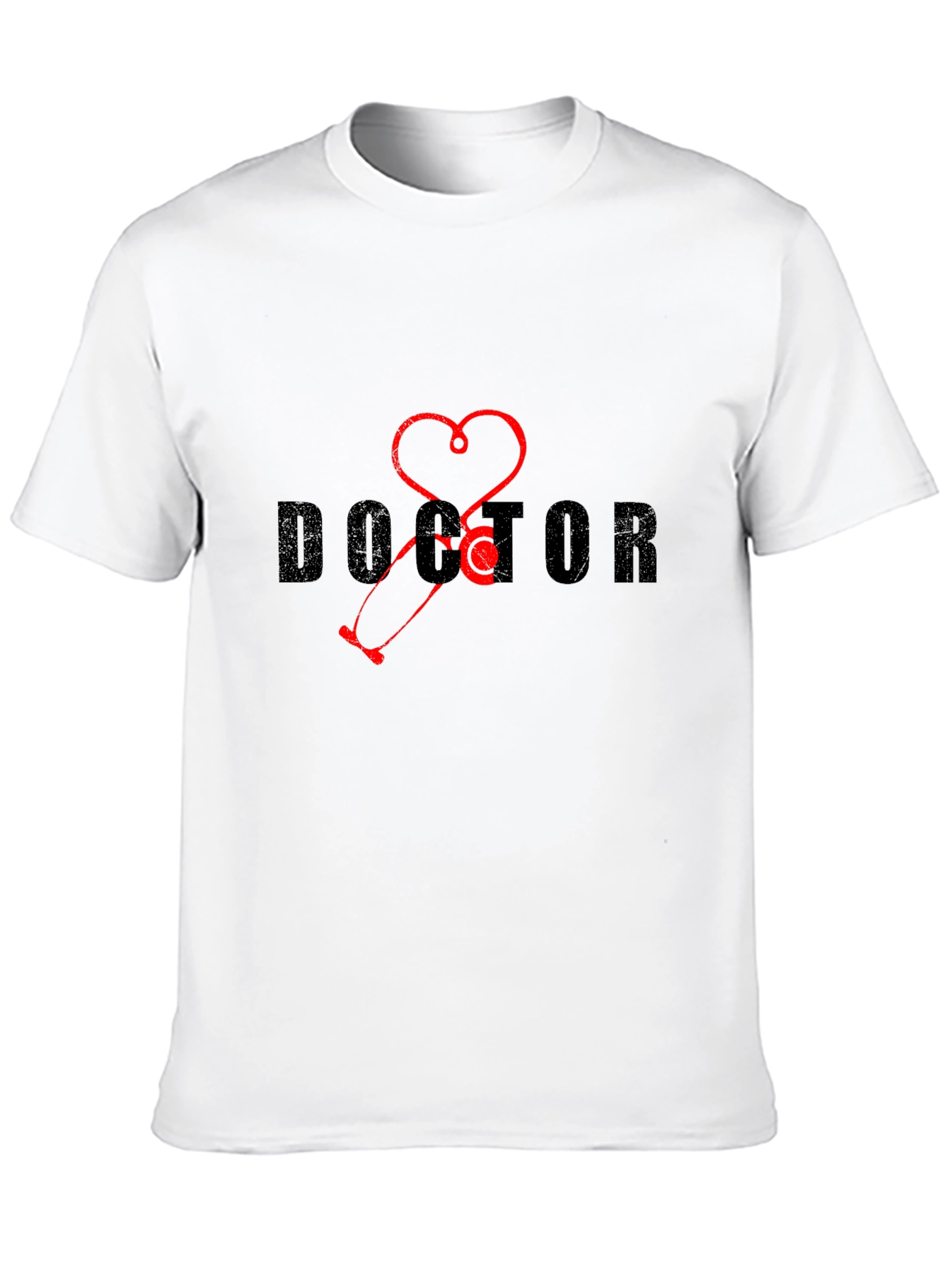 Doctor Stethoscope Heart Graphic Tee - Black
