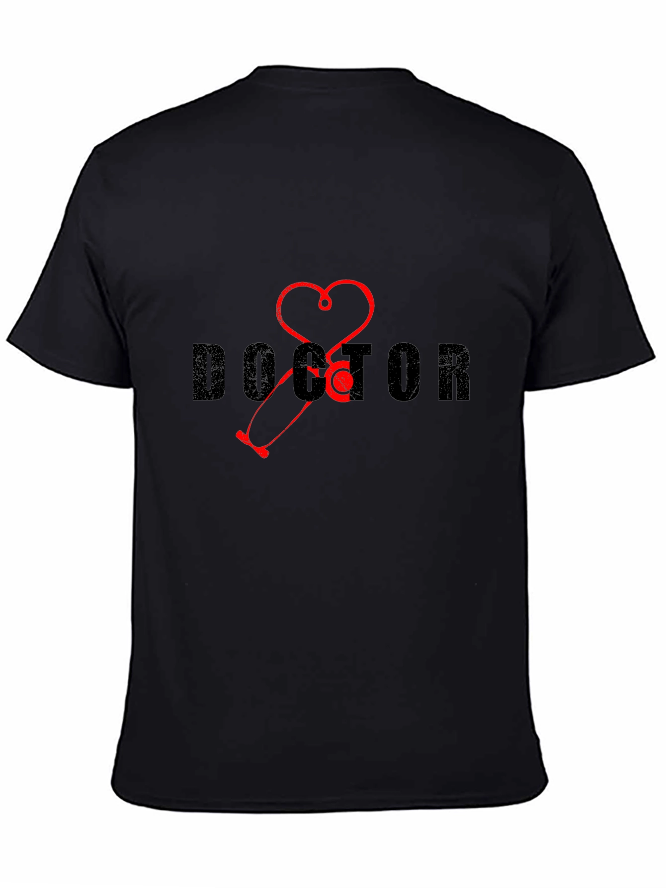 Doctor Stethoscope Heart Graphic Tee - Black