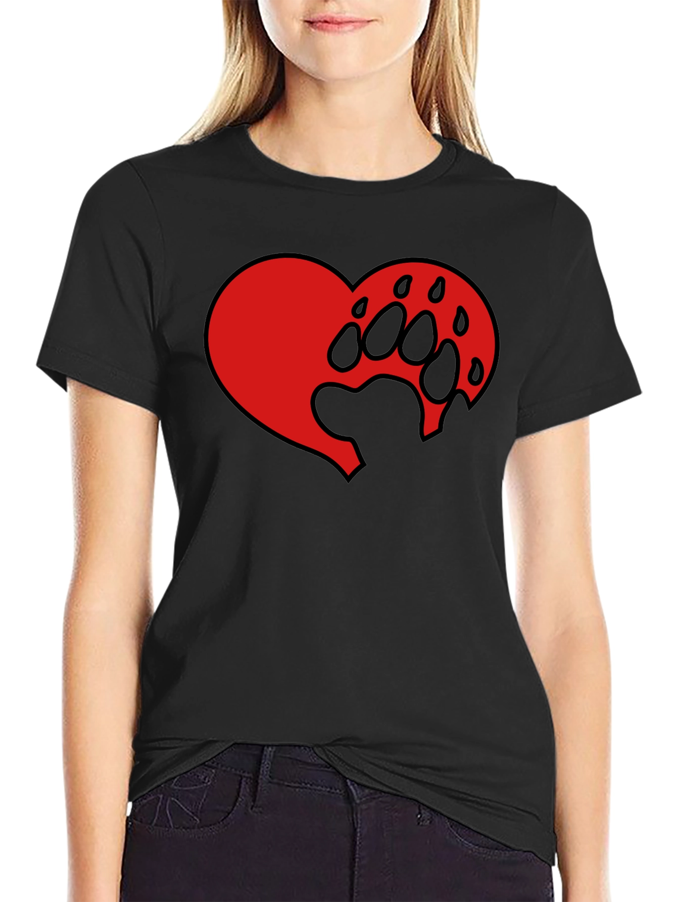 Heart Paw Print Graphic Tee