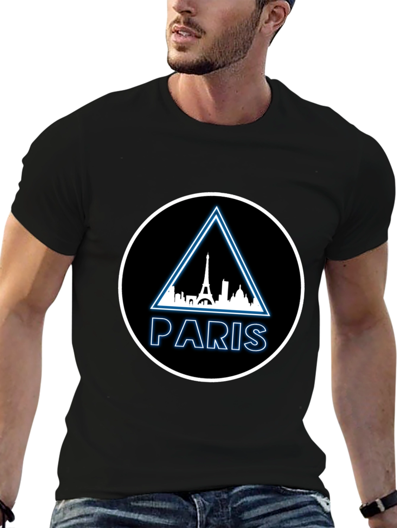 Paris Skyline Graphic Tee - Modern Black T-Shirt