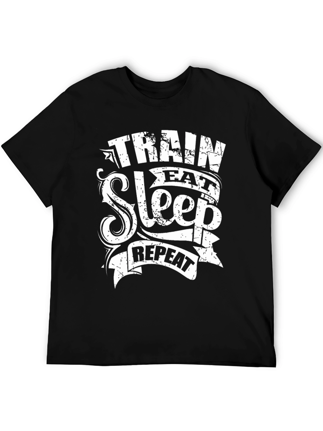 Train Eat Sleep Repeat Black Graphic T-Shirt