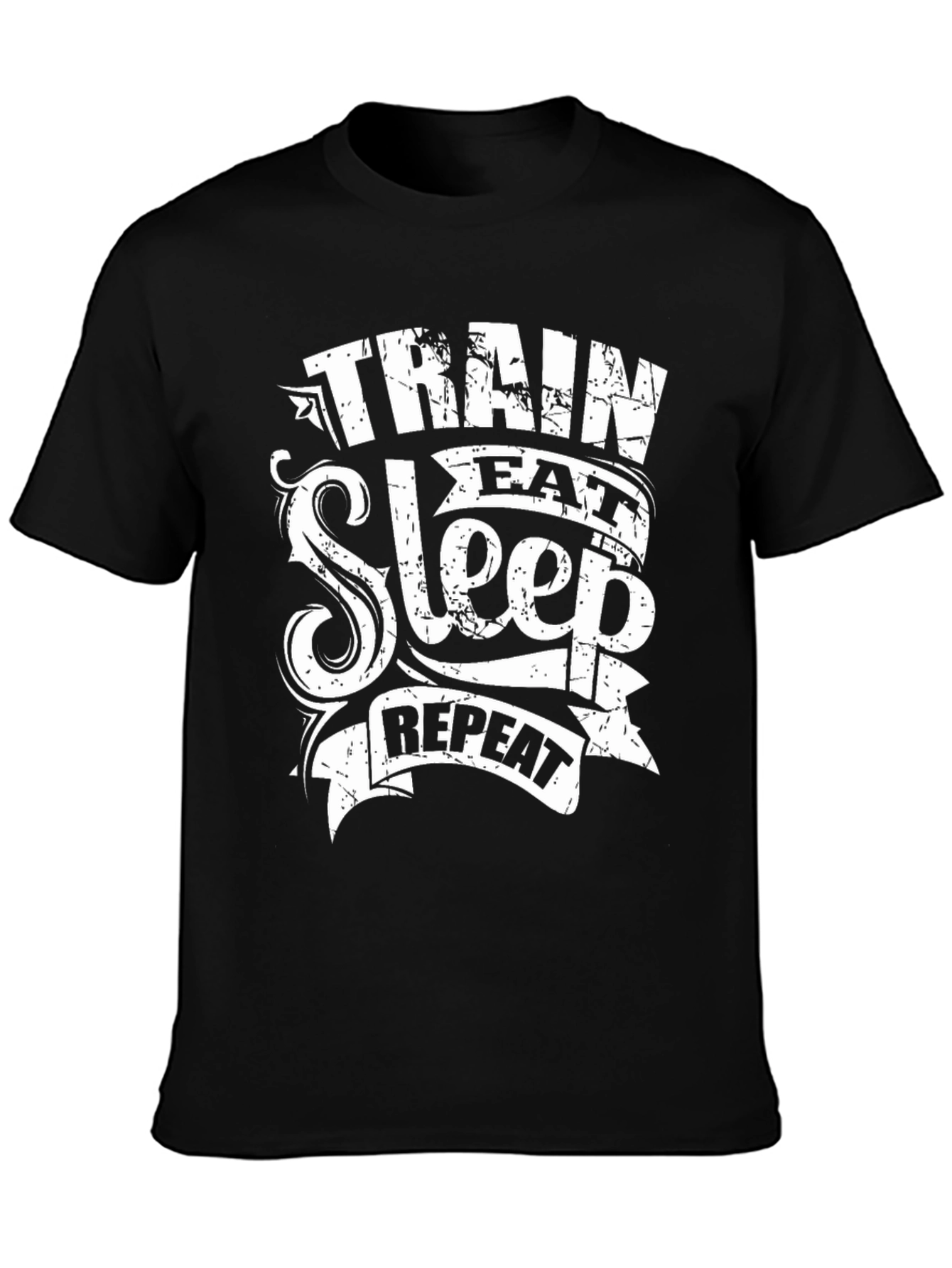 Train Eat Sleep Repeat Black Graphic T-Shirt