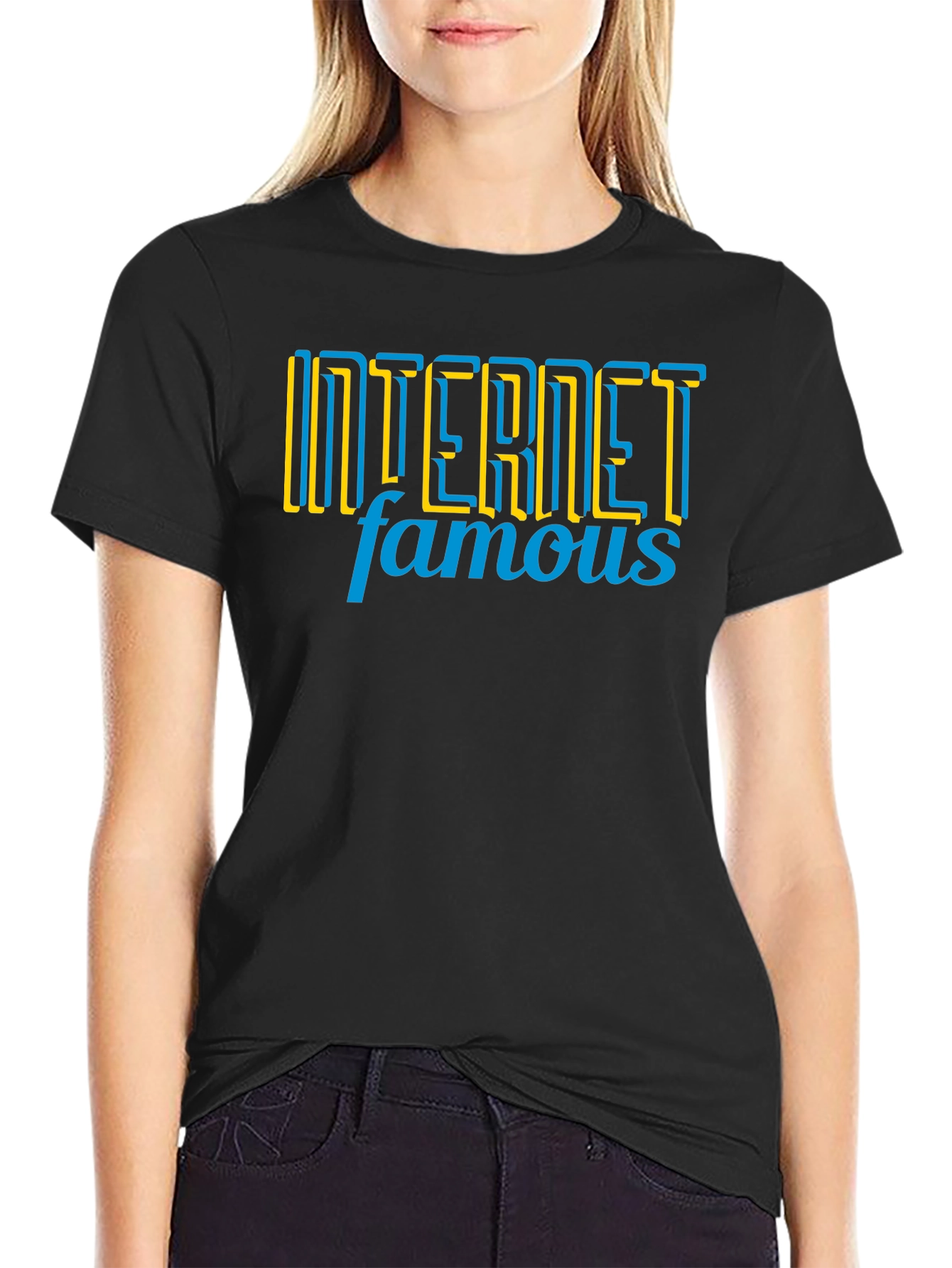 Internet Famous Graphic Tee - Black Crew Neck T-Shirt