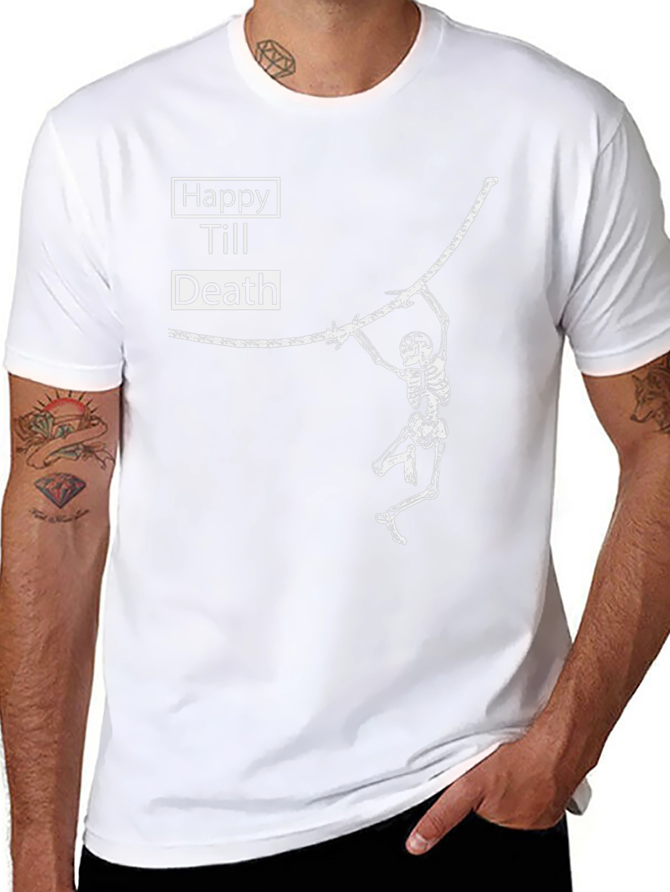 Happy Till Death Skeleton T-Shirt - Black Graphic Tee