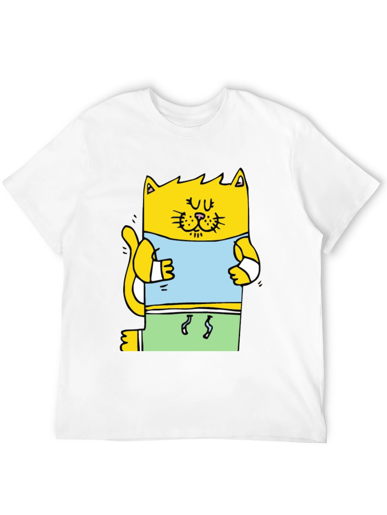 Funny Cat T-Shirt - Cartoon Gym Cat Design