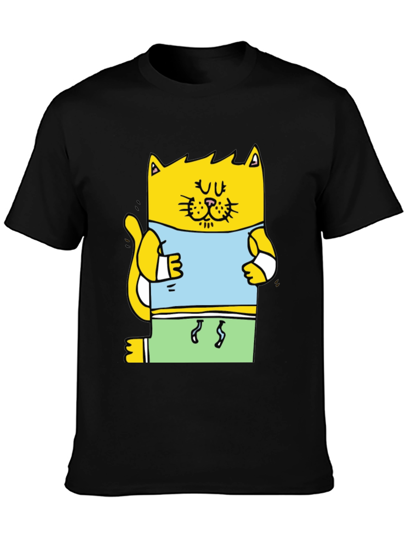Funny Cat T-Shirt - Cartoon Gym Cat Design