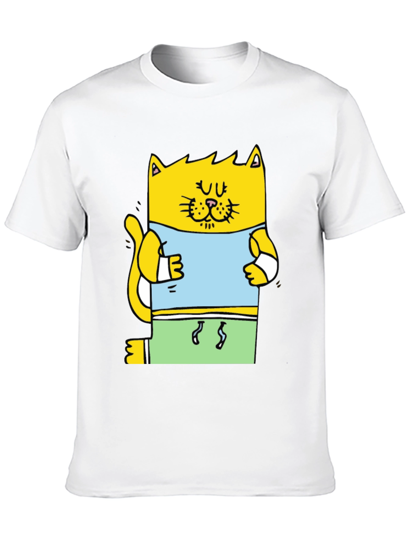 Funny Cat T-Shirt - Cartoon Gym Cat Design