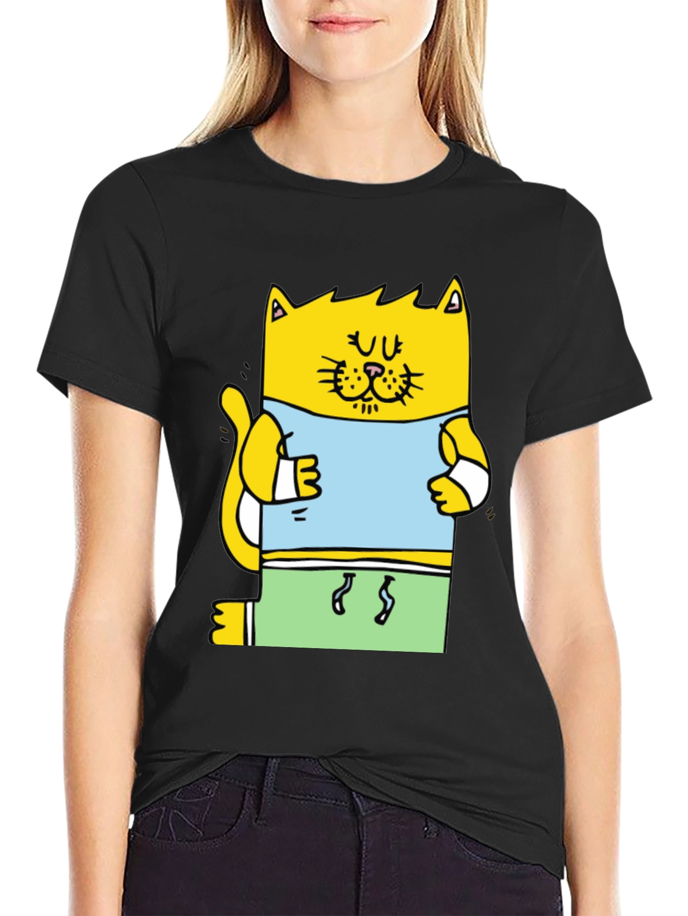 Funny Cat T-Shirt - Cartoon Gym Cat Design