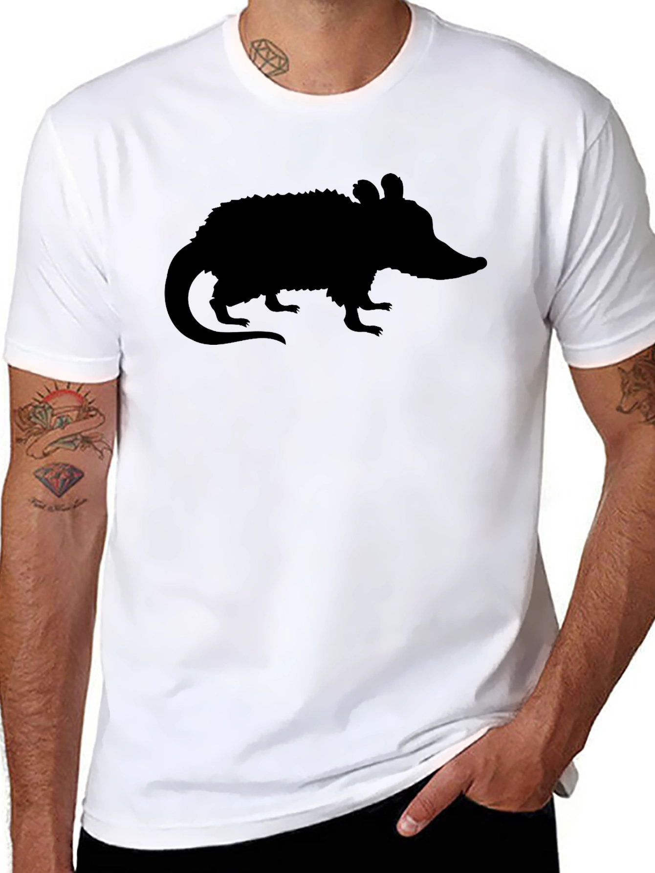 Opossum Silhouette Black T-Shirt