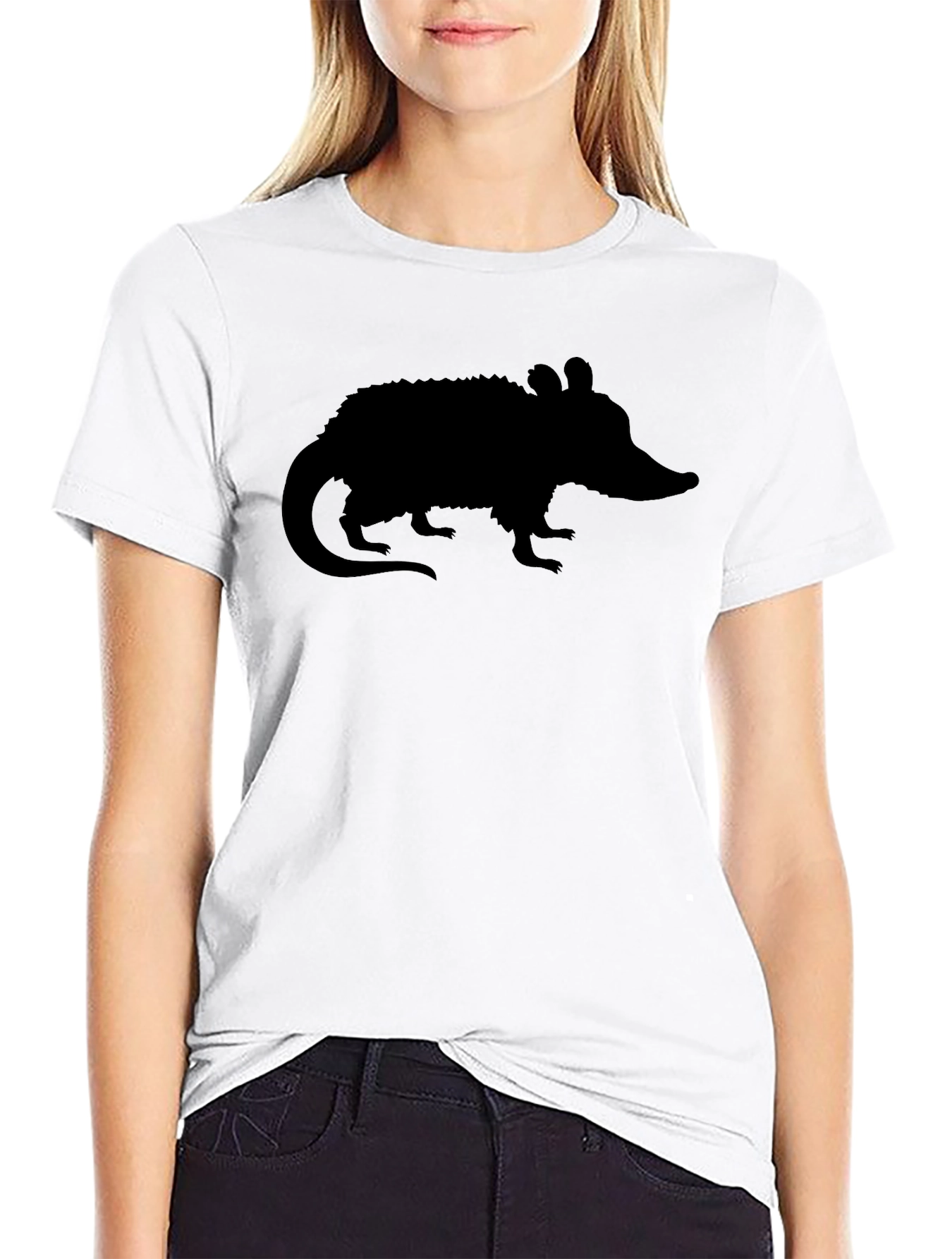Opossum Silhouette Black T-Shirt