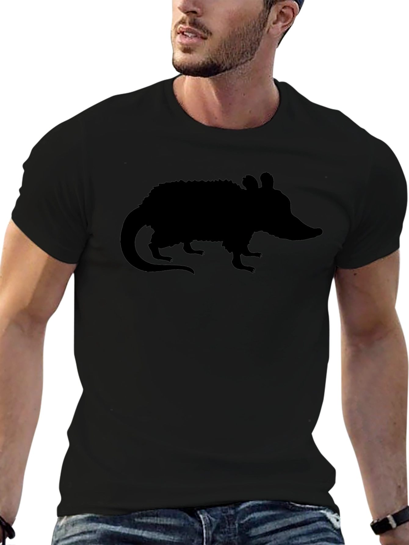 Opossum Silhouette Black T-Shirt