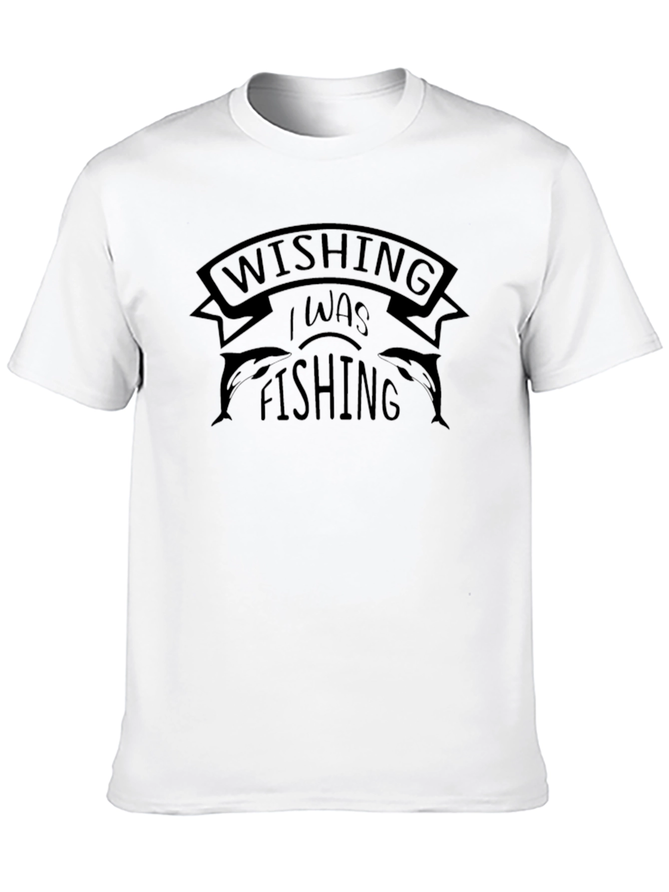 Wishing I Was Fishing T-Shirt - Black