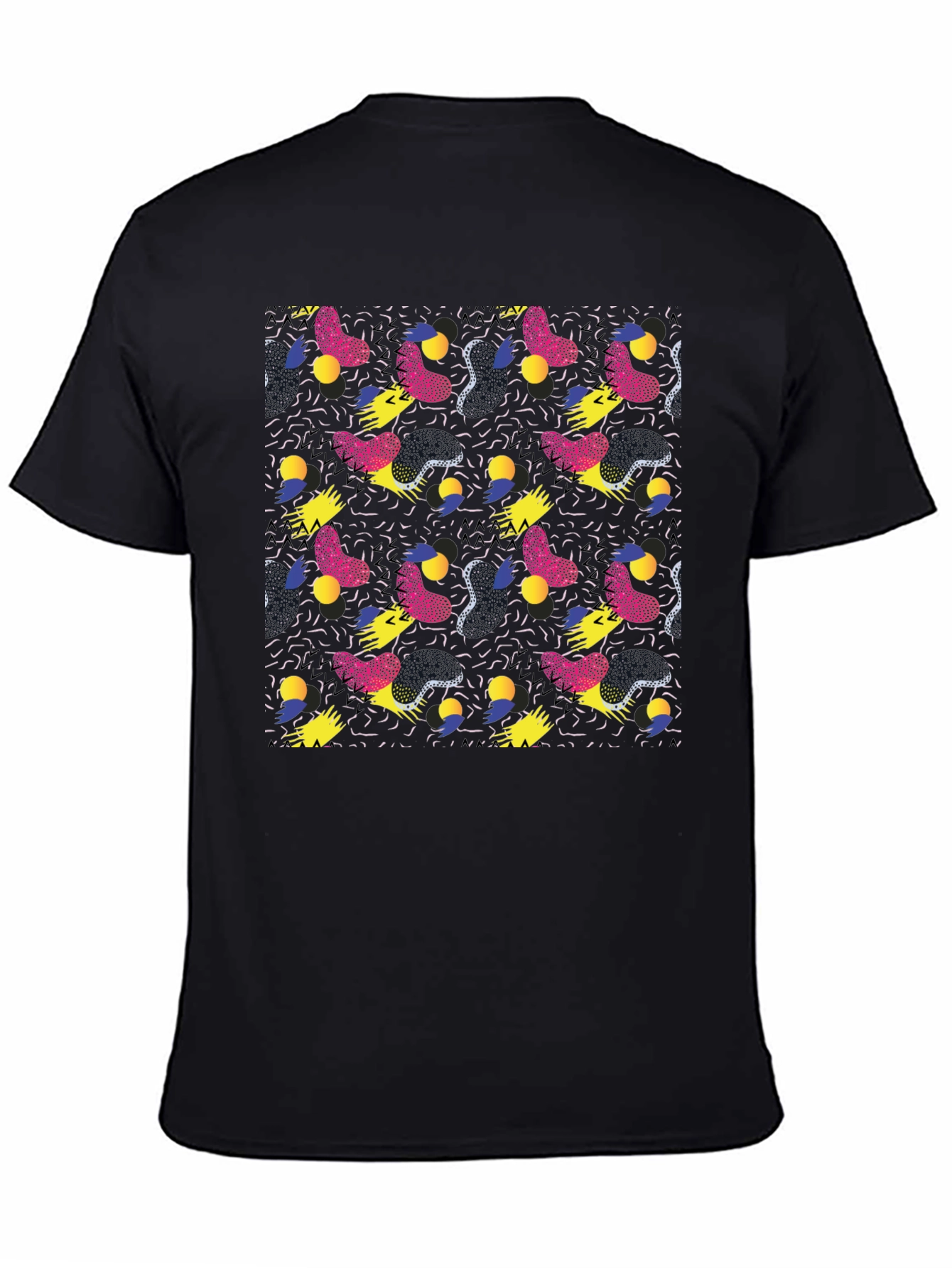 Retro Pattern Black T-Shirt