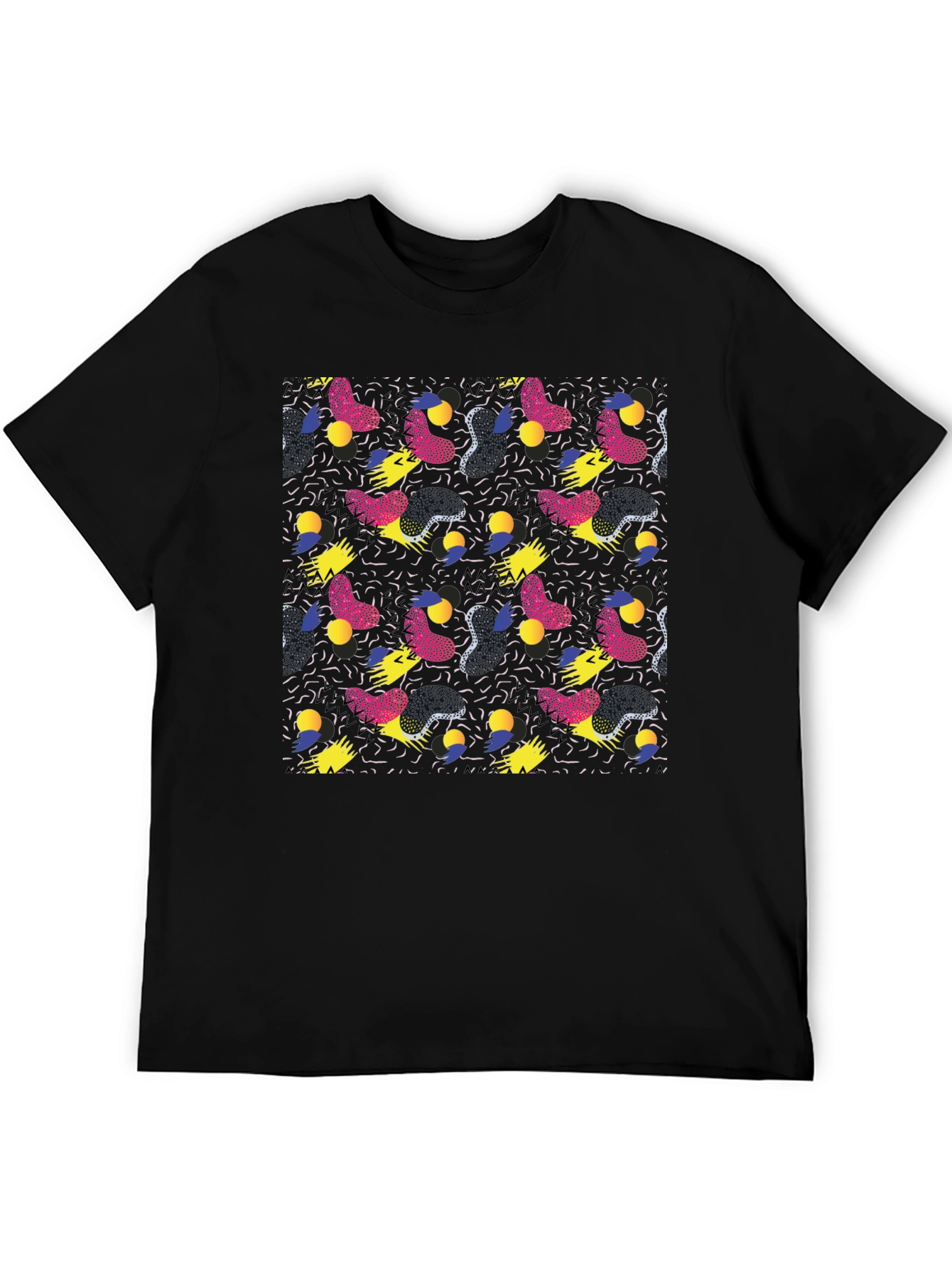 Retro Pattern Black T-Shirt
