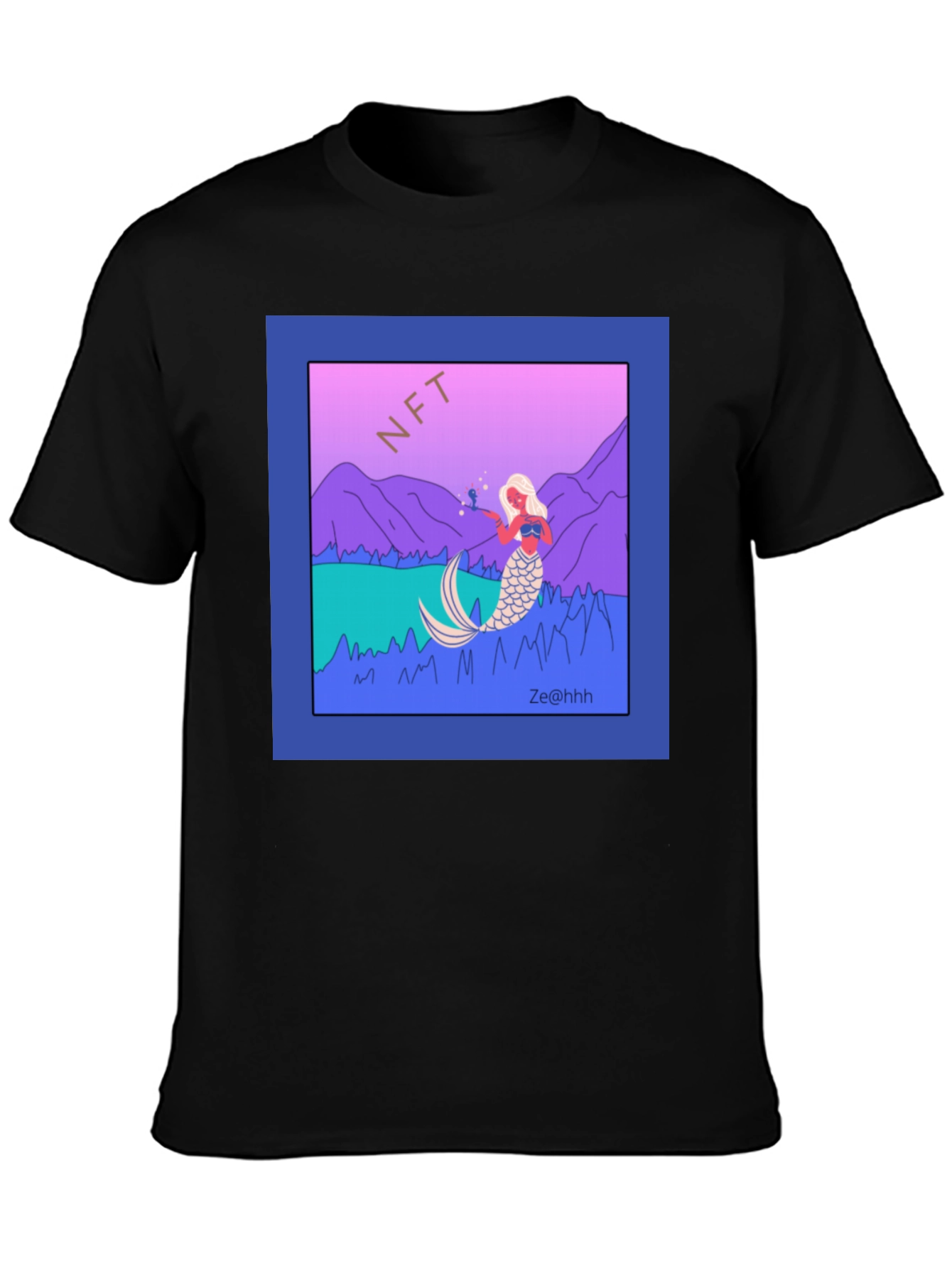 NFT Mermaid Graphic T-Shirt - Black