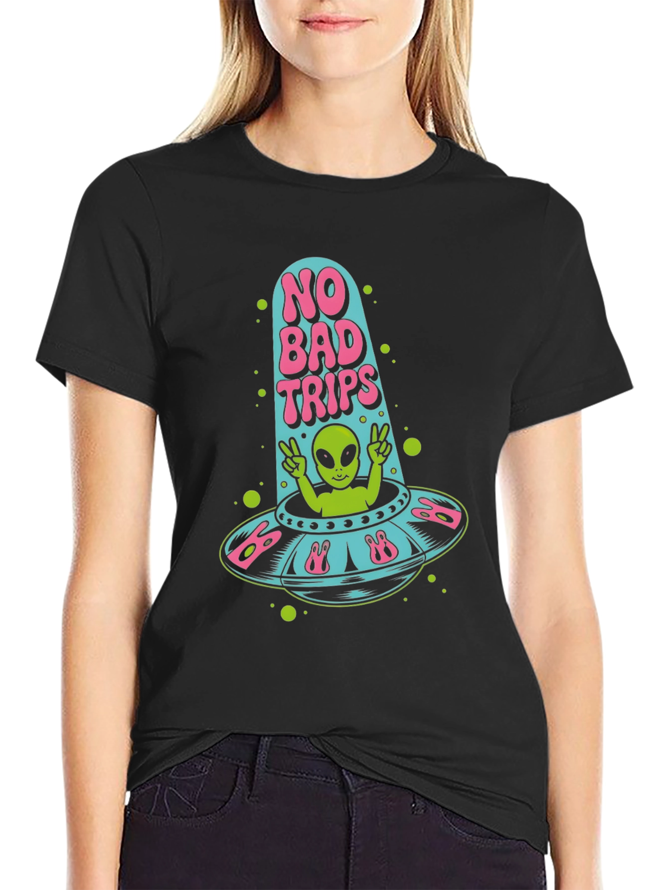 No Bad Trips Alien UFO T-Shirt