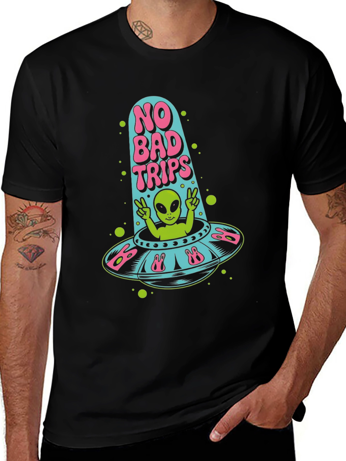 No Bad Trips Alien UFO T-Shirt