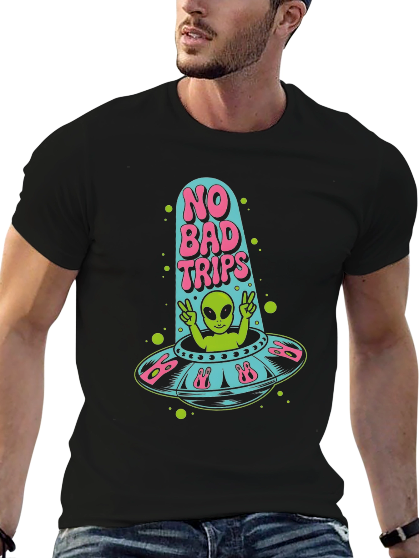 No Bad Trips Alien UFO T-Shirt