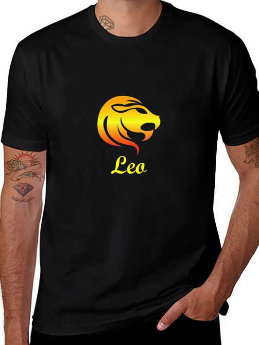Leo Zodiac Sign Graphic T-Shirt - Black