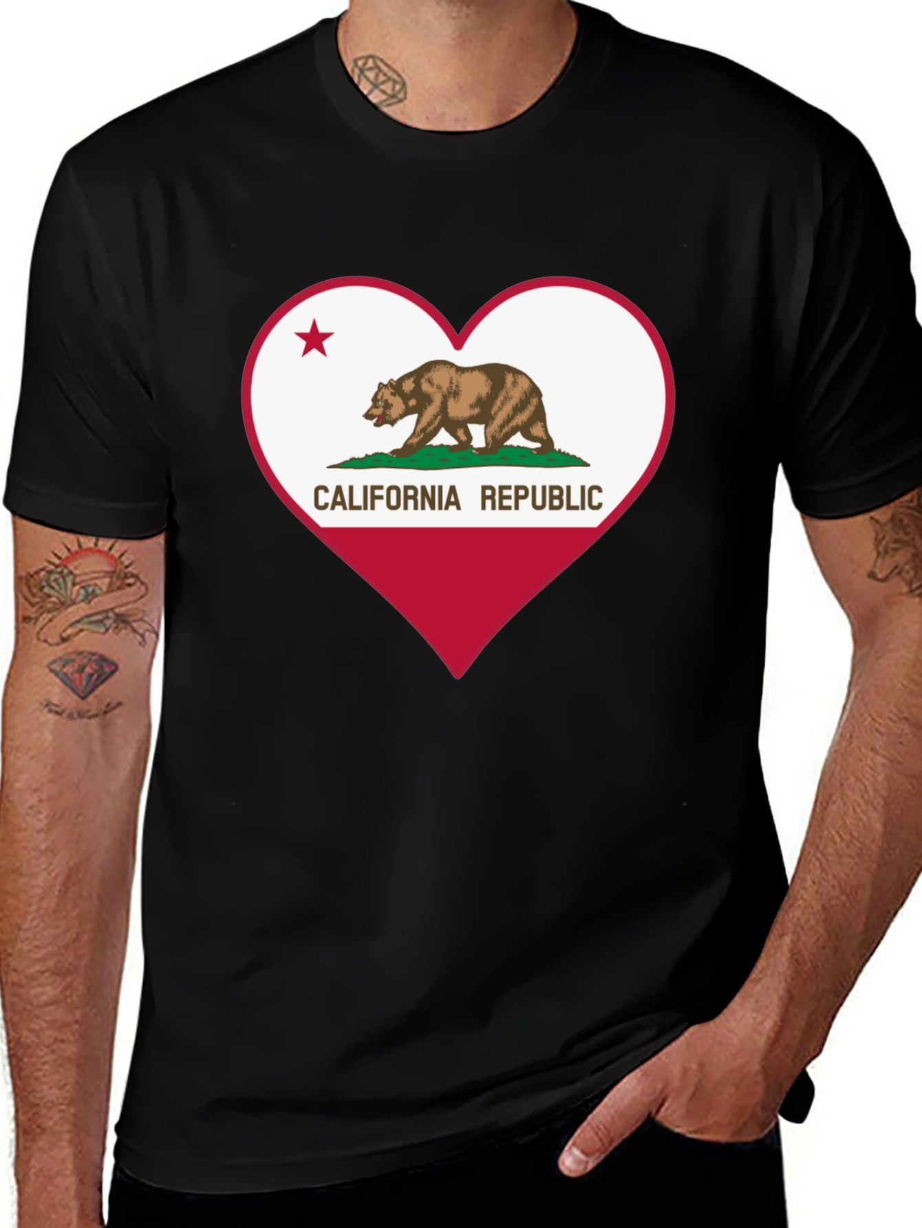 California Republic Heart T-Shirt - Black