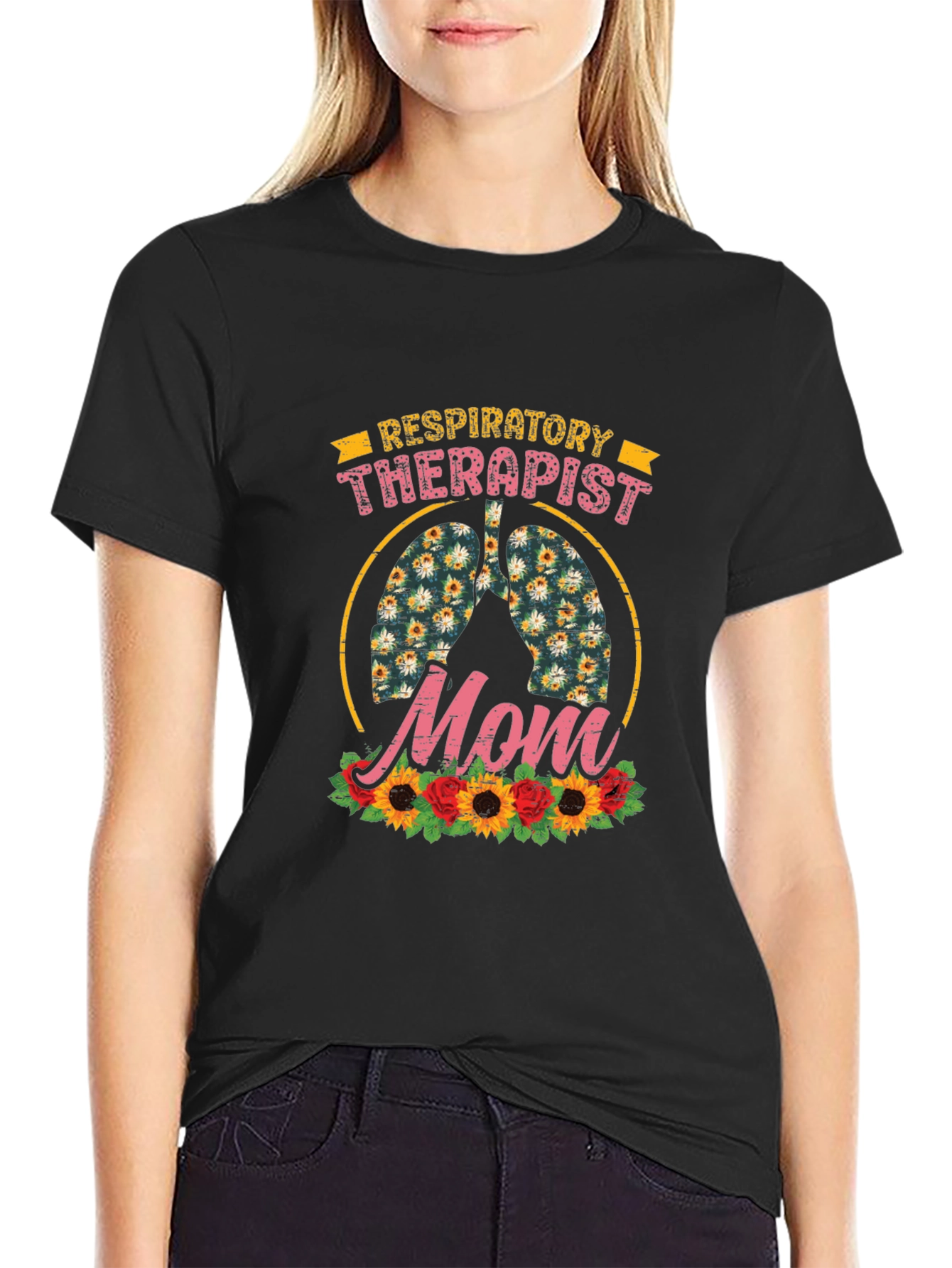 Respiratory Therapist Mom Floral Lungs T-Shirt