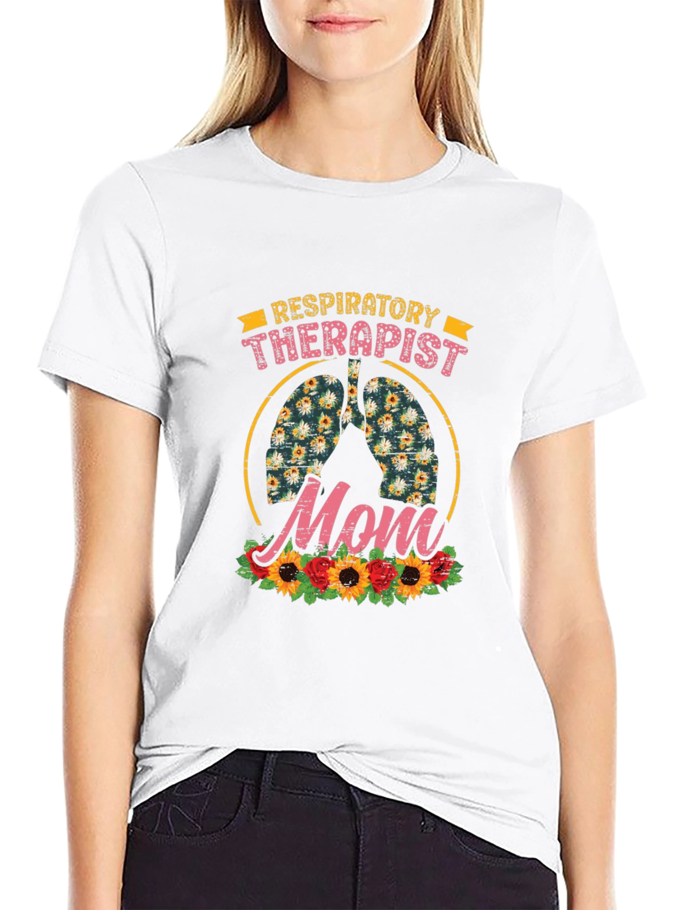 Respiratory Therapist Mom Floral Lungs T-Shirt
