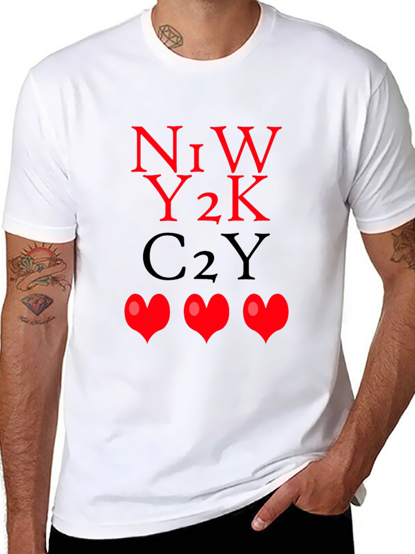 N1W Y2K C2Y Hearts Graphic Tee