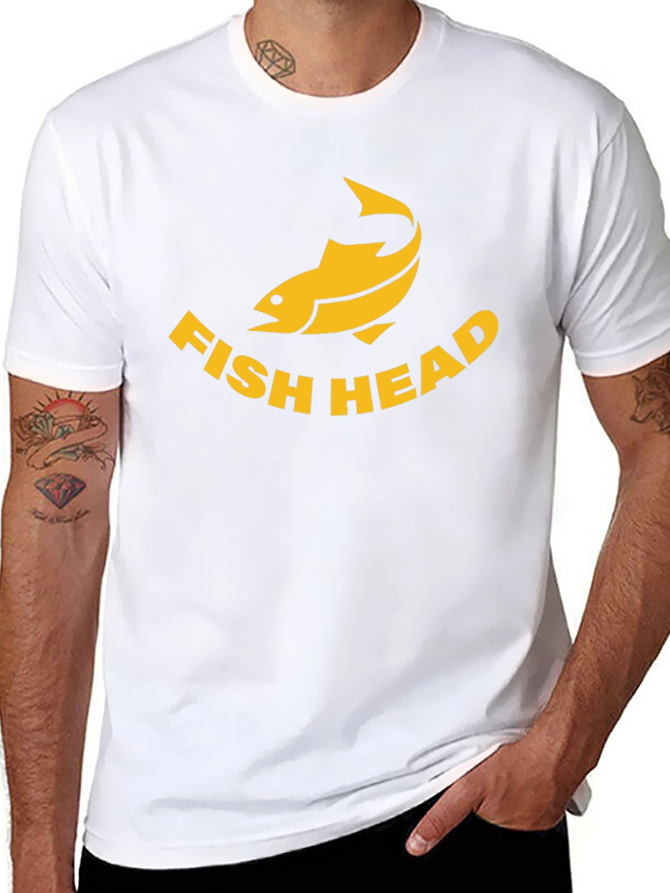 Fish Head Graphic Tee - Black Cotton T-Shirt