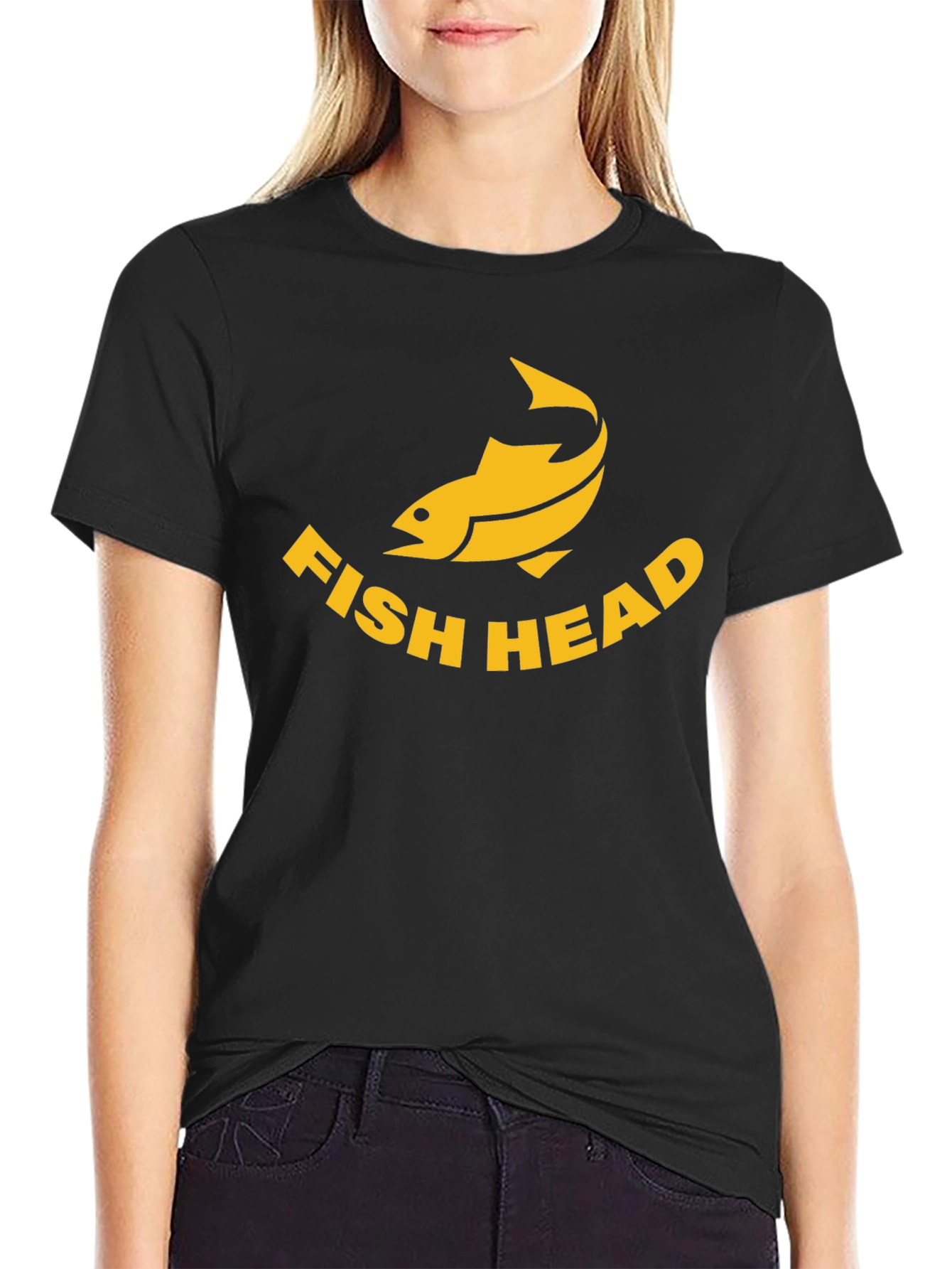 Fish Head Graphic Tee - Black Cotton T-Shirt
