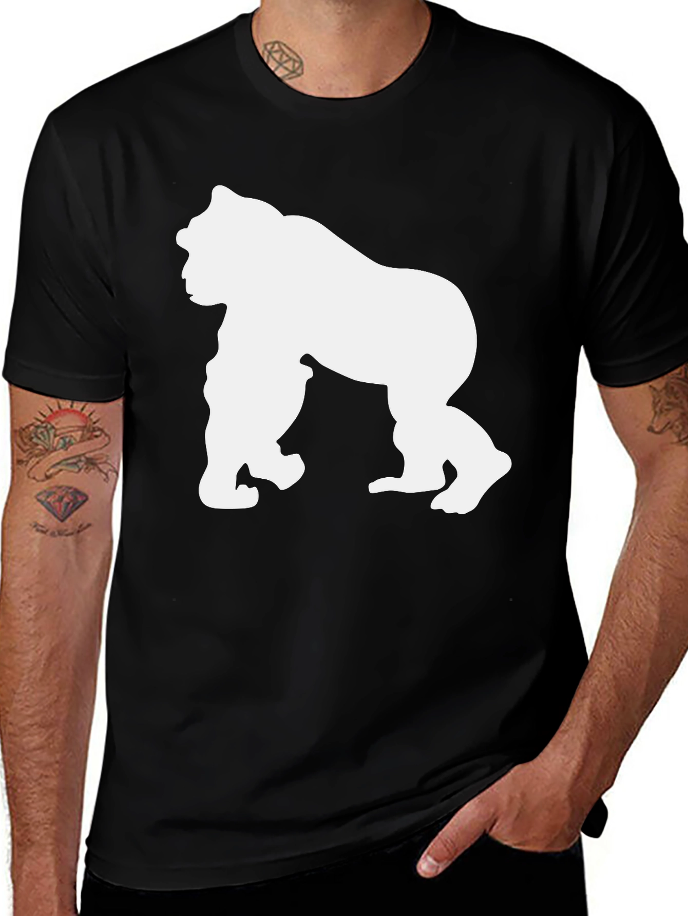Gorilla Graphic Tee - Mens Black Cotton T-Shirt