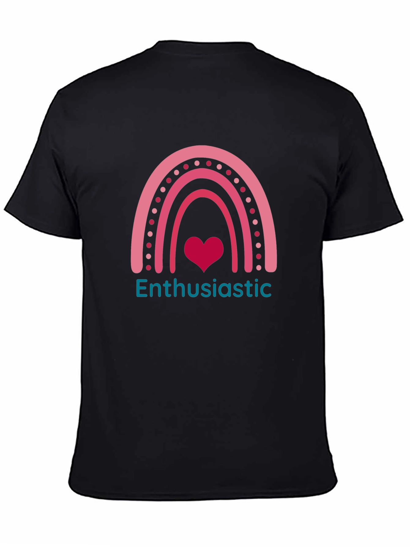 Enthusiastic Heart Rainbow Graphic Tee - Black