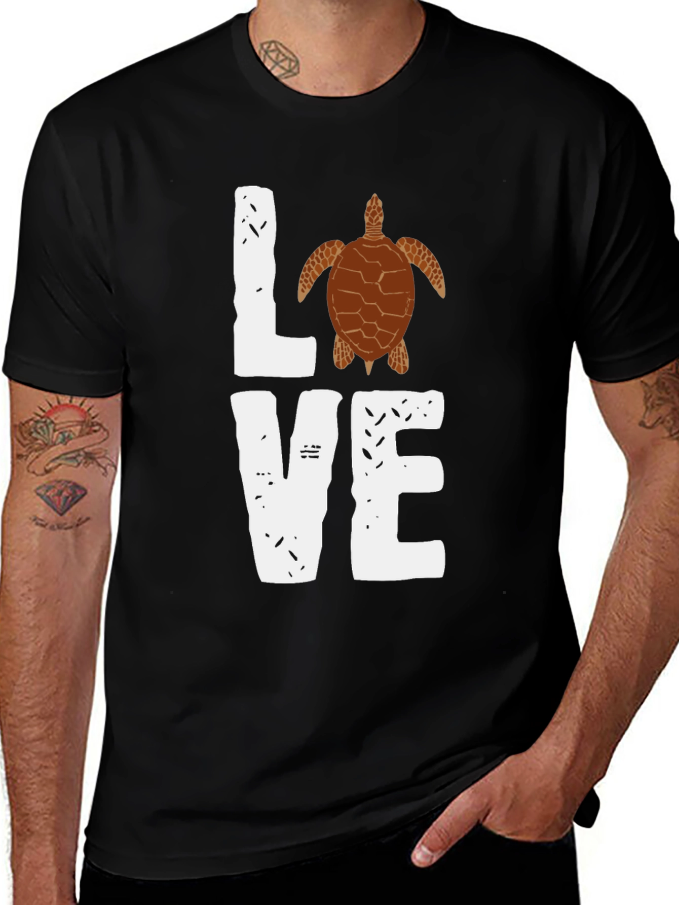 Love Sea Turtle Graphic Tee - Black Casual Shirt