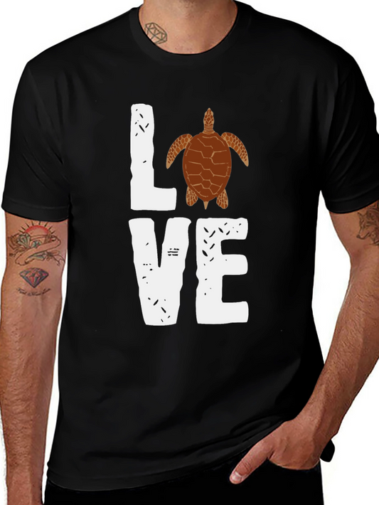 Love Sea Turtle Graphic Tee - Black Casual Shirt