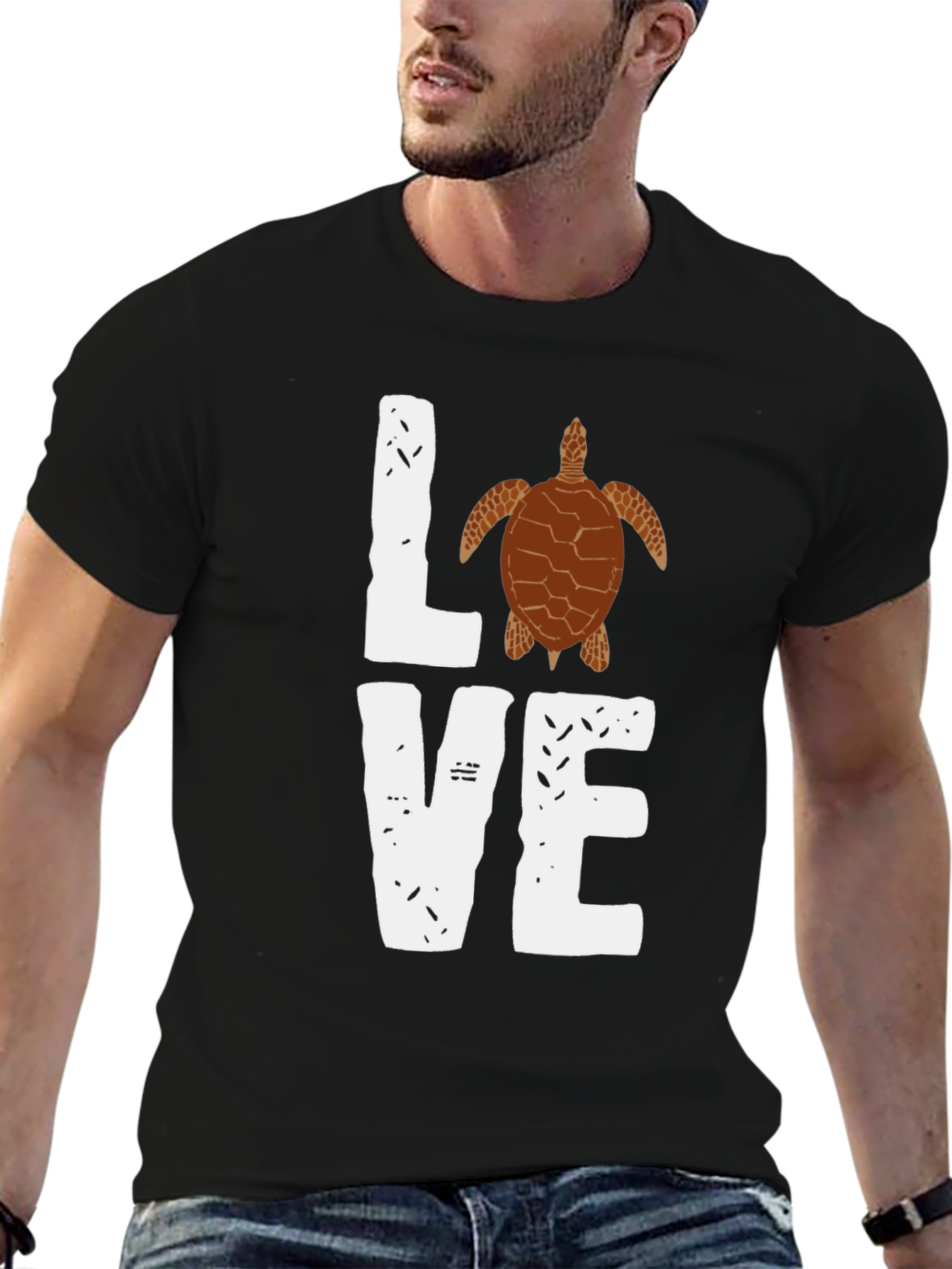 Love Sea Turtle Graphic Tee - Black Casual Shirt