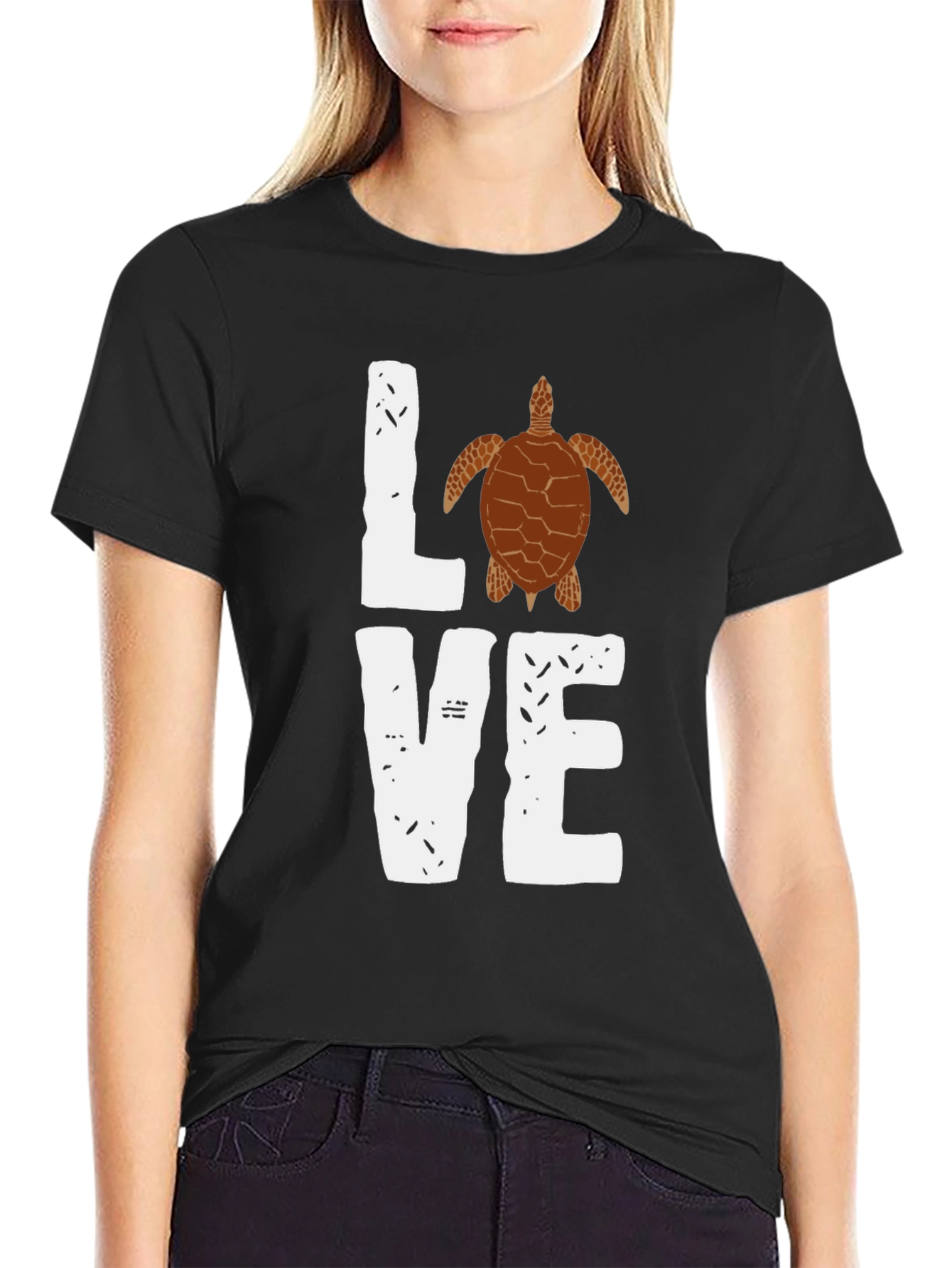 Love Sea Turtle Graphic Tee - Black Casual Shirt