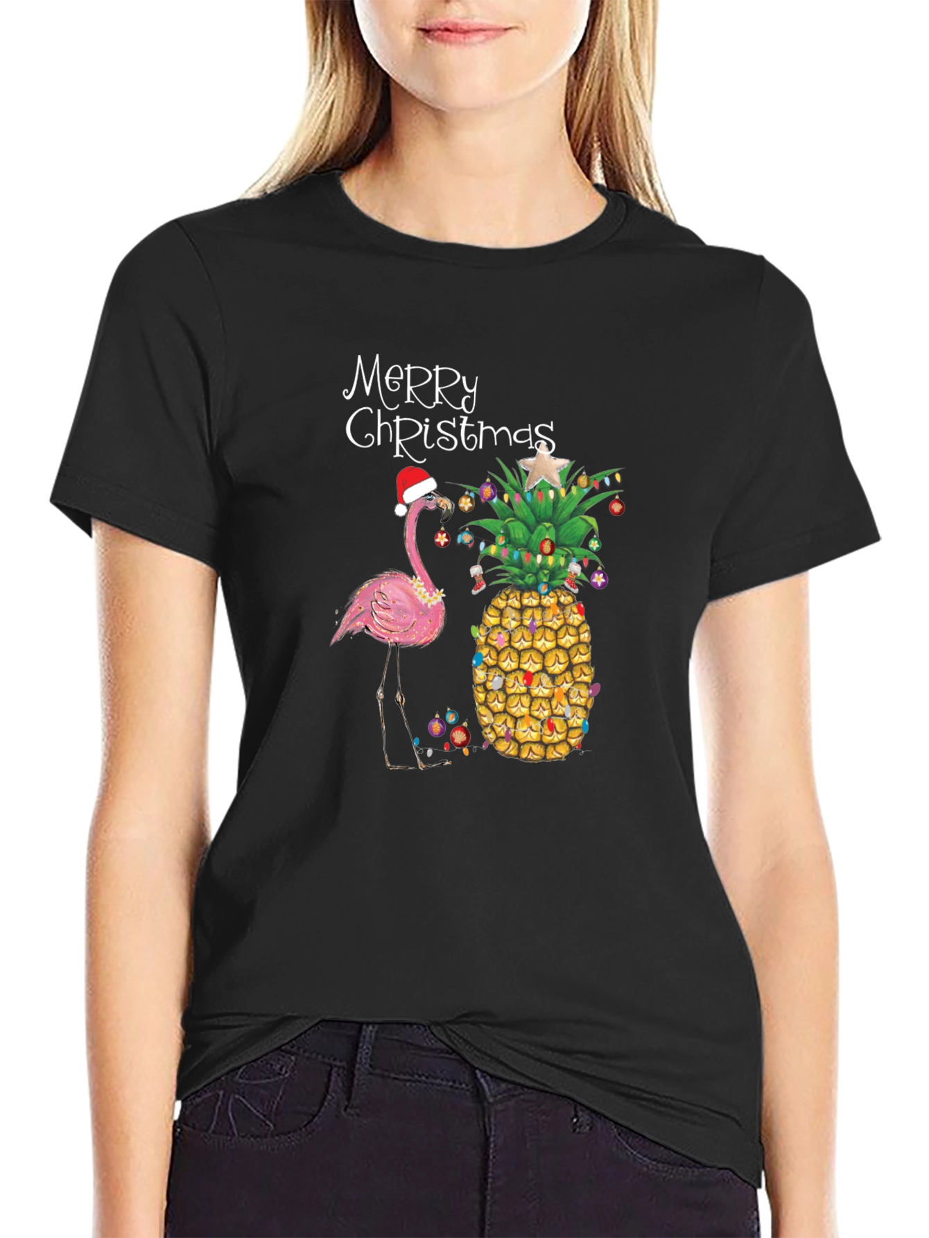 Christmas Pineapple Flamingo T-Shirt