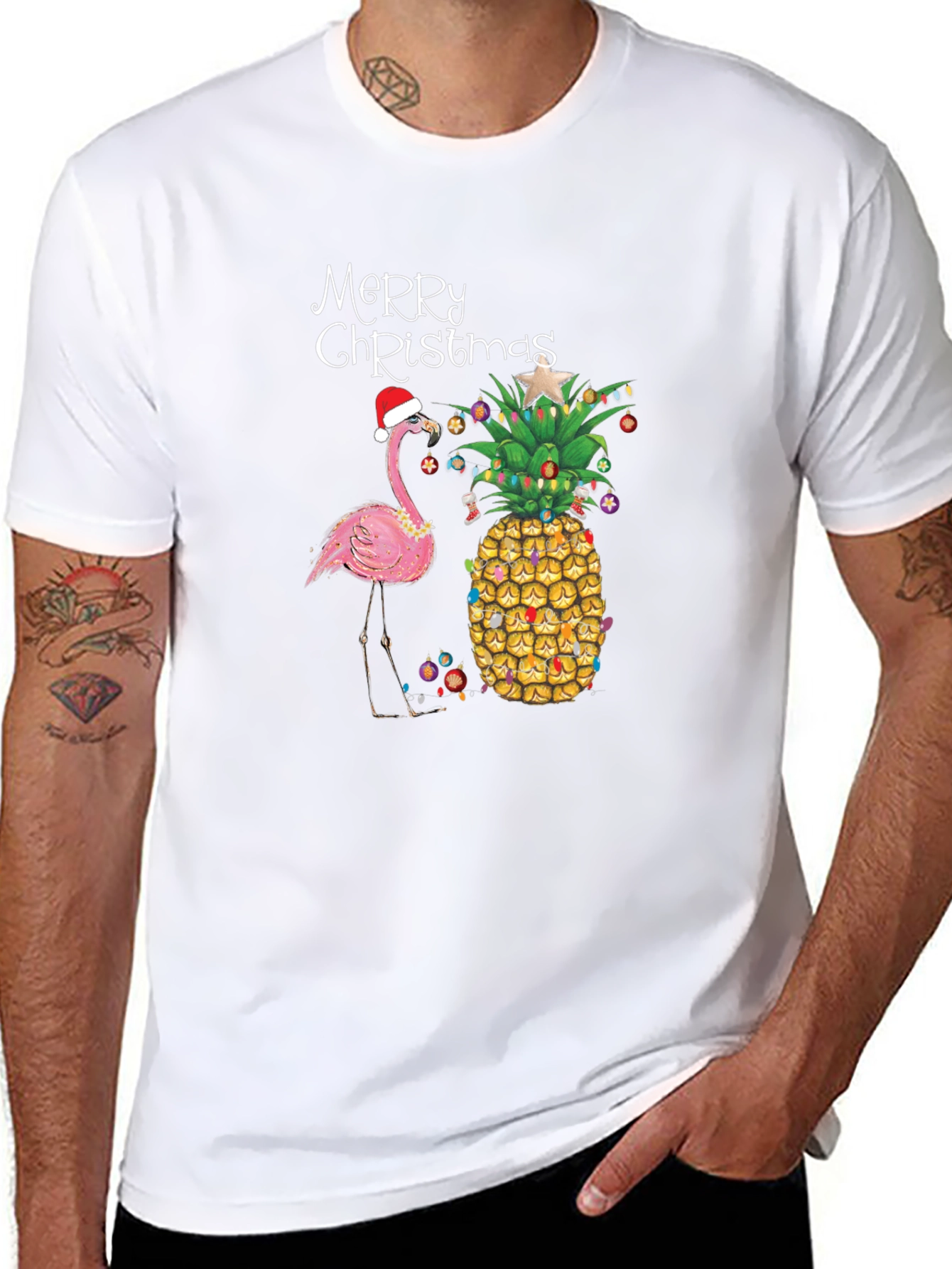 Christmas Pineapple Flamingo T-Shirt