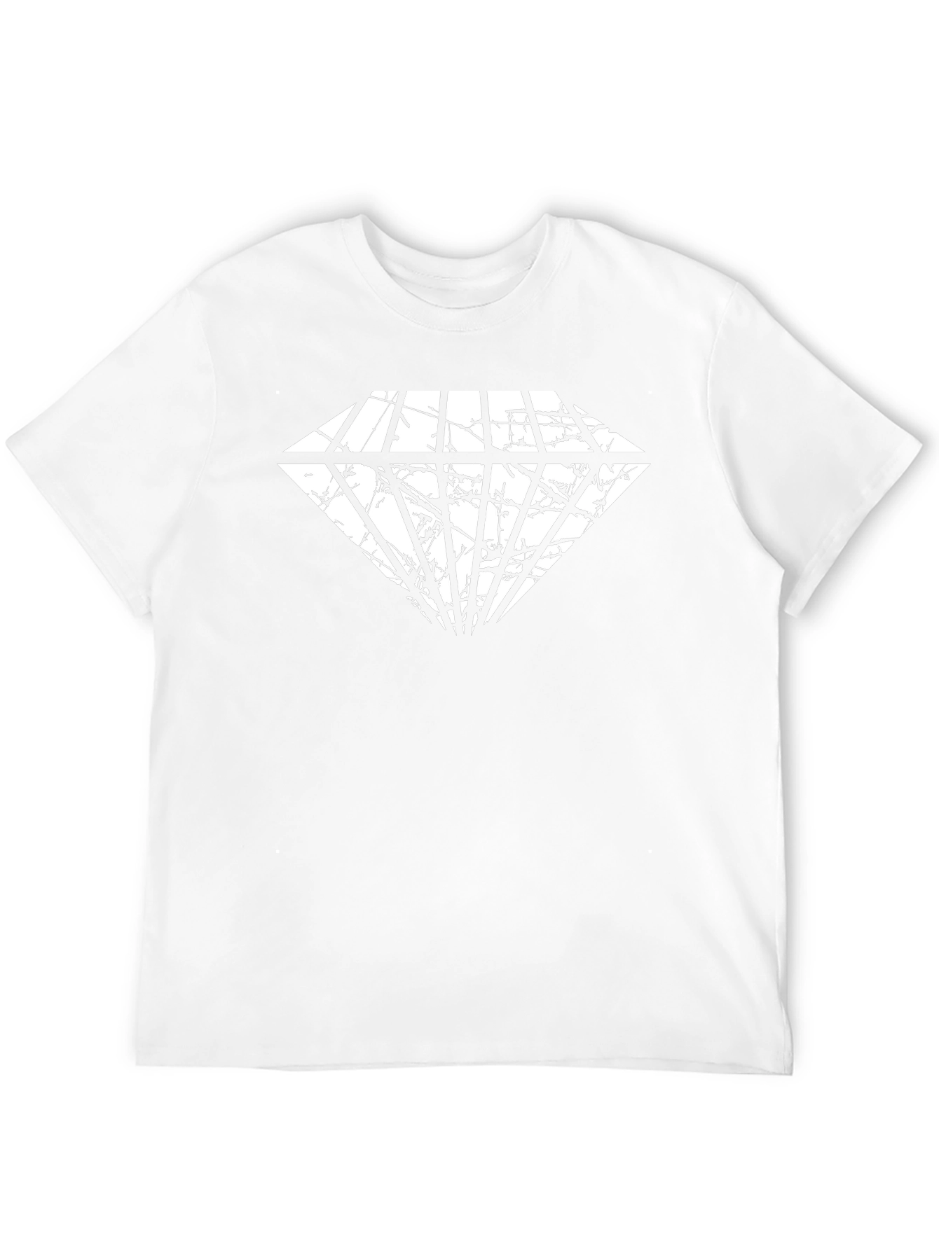Black Tee with Distressed Diamond Graphic