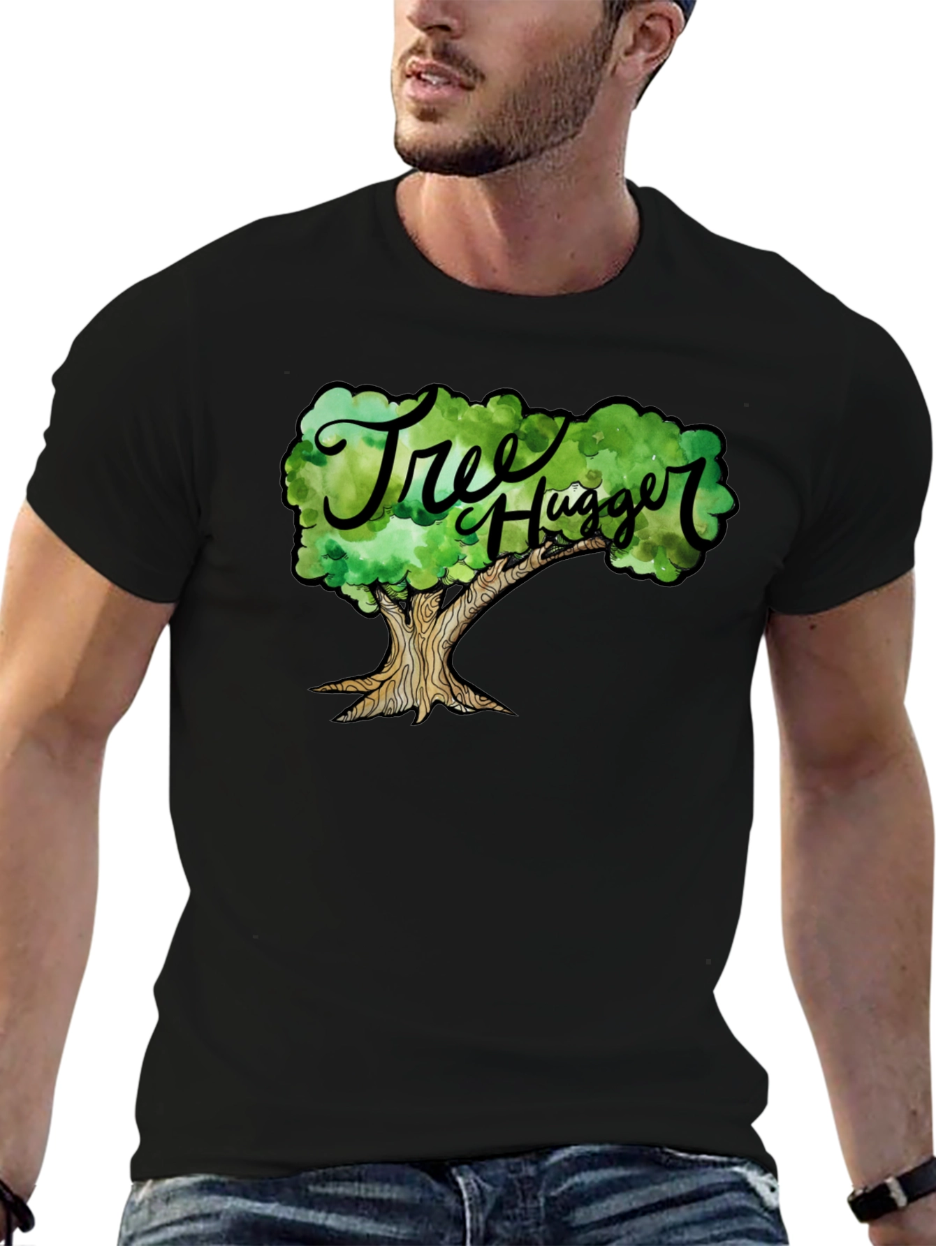 Tree Hugger Graphic T-Shirt - Black Cotton Tee