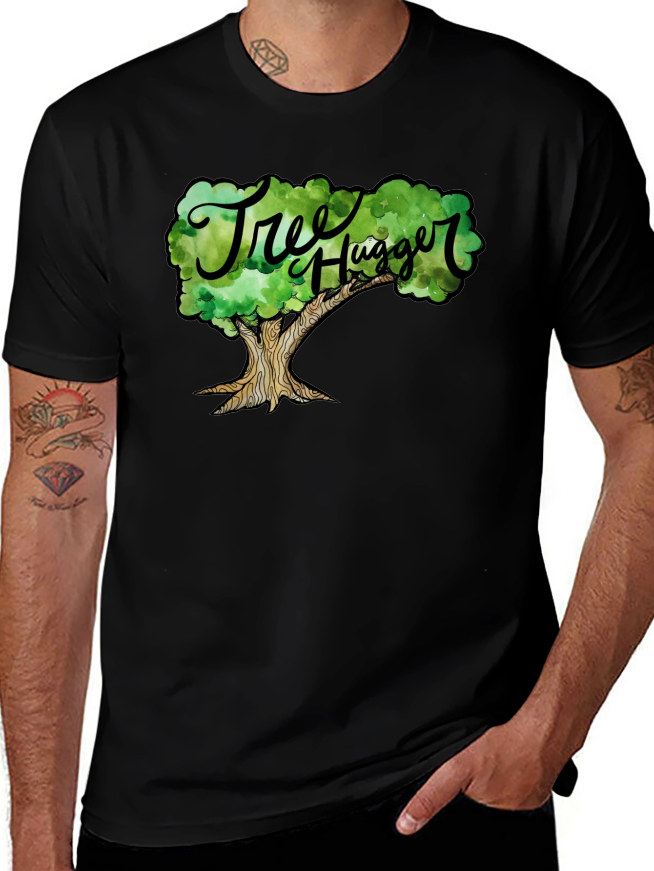 Tree Hugger Graphic T-Shirt - Black Cotton Tee
